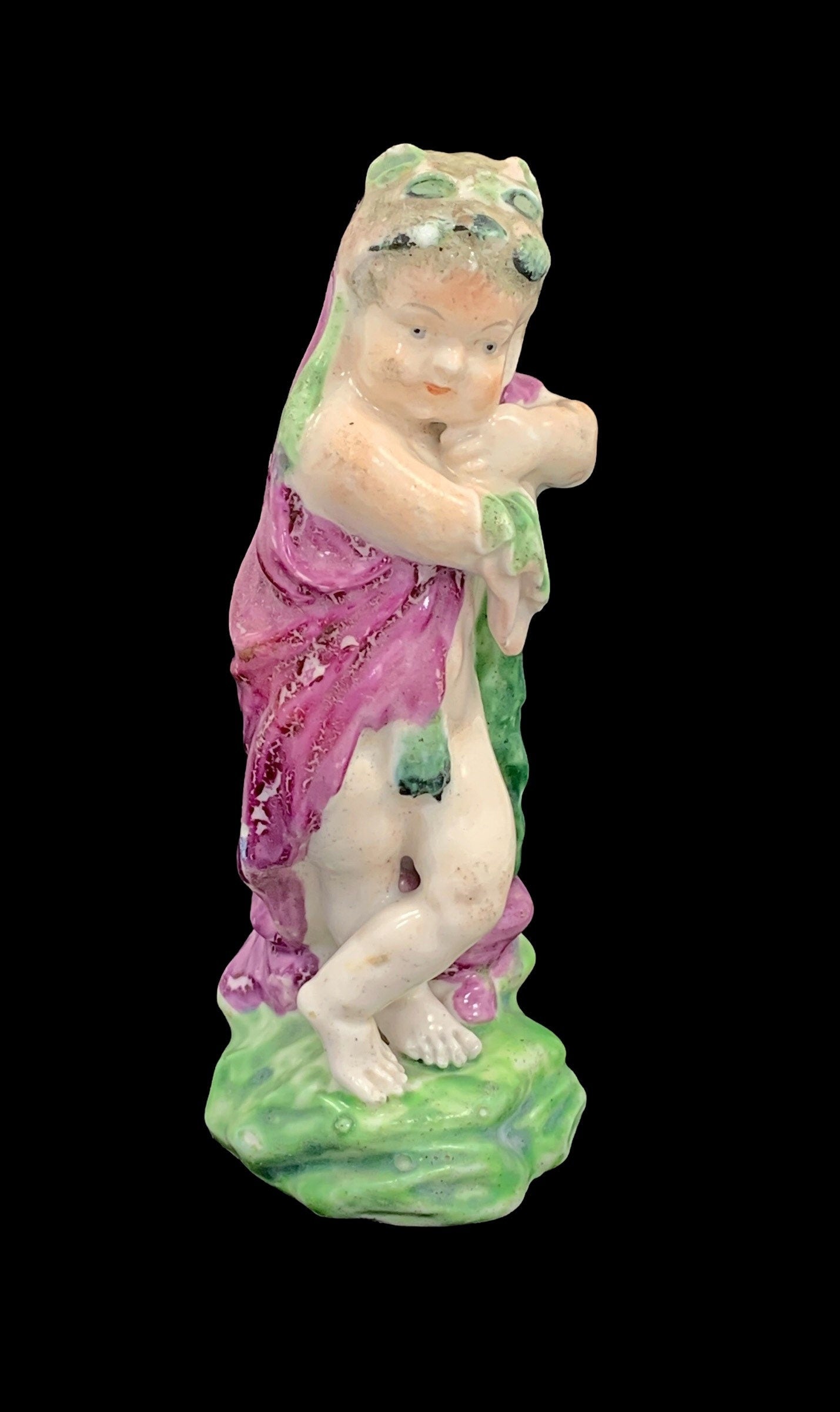 Antique Chelsea-Derby Porcelain Putto Figurine: Young Hercules, c. 1775