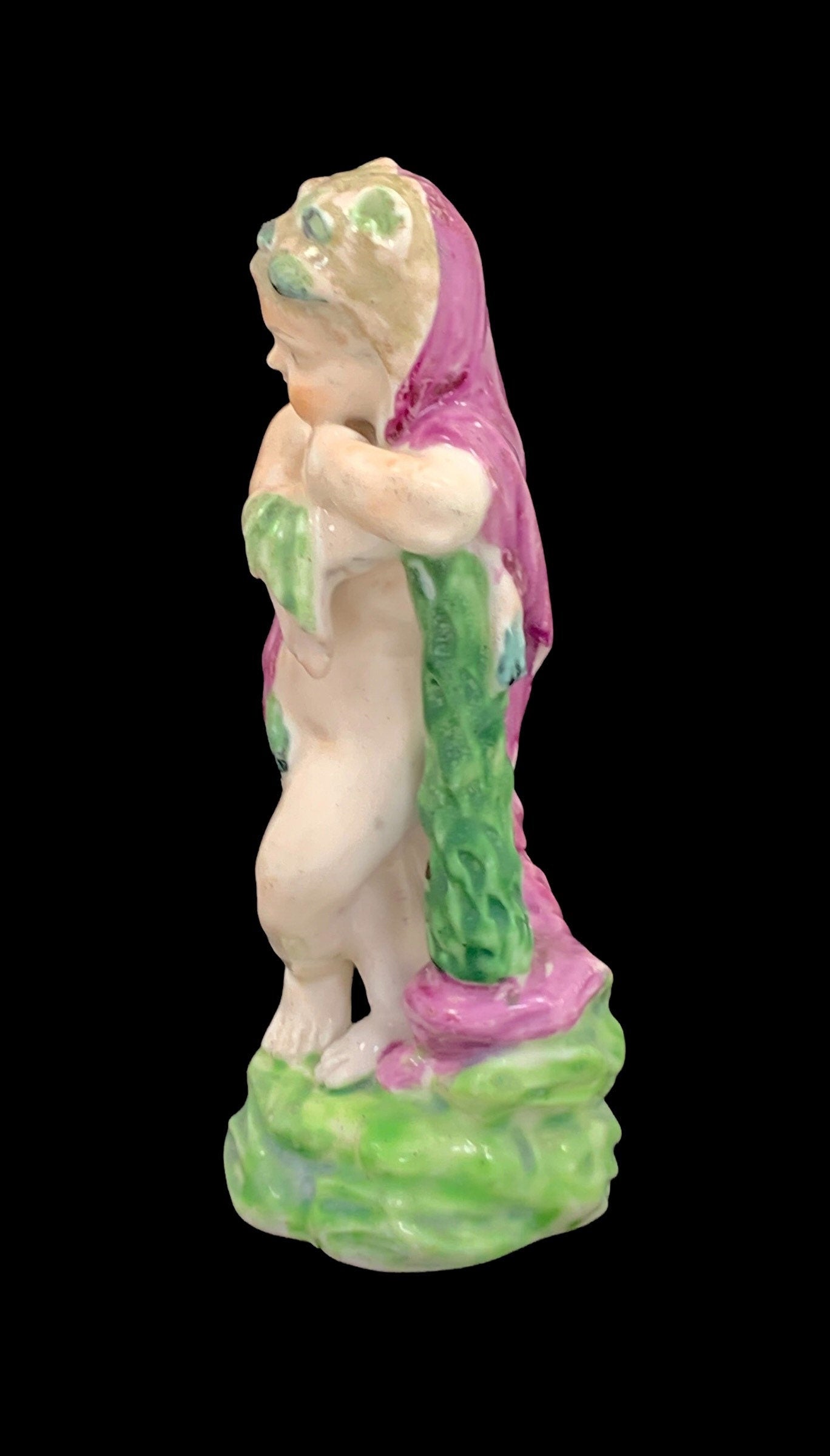 Antique Chelsea-Derby Porcelain Putto Figurine: Young Hercules, c. 1775