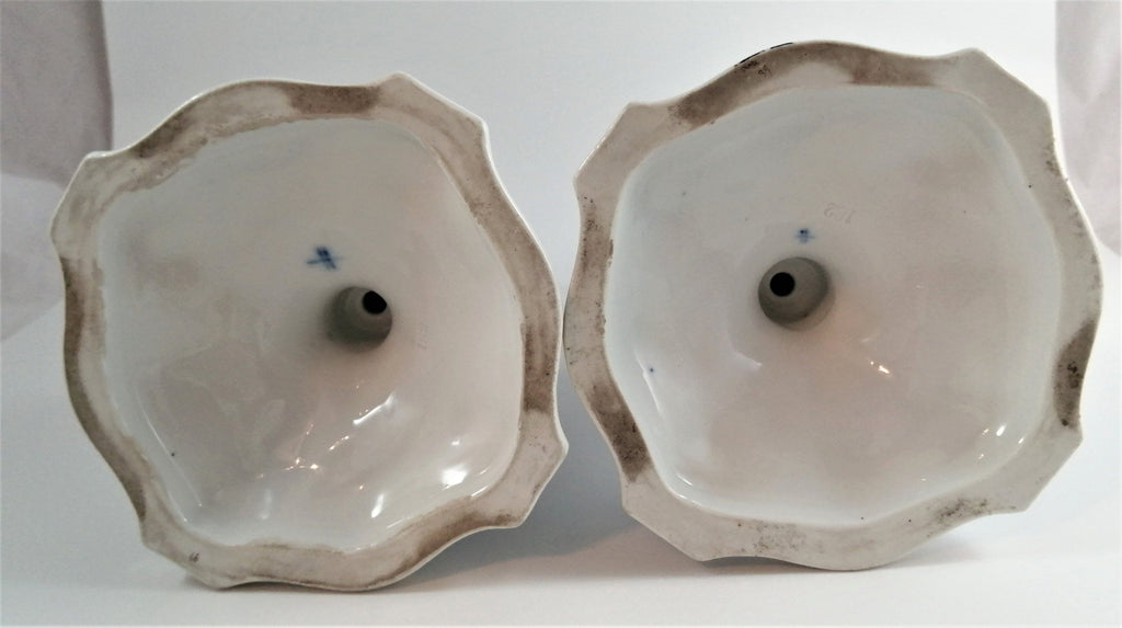 Pair of antique porcelain candlesticks, of the highest quality, Sitzendorf с.1890