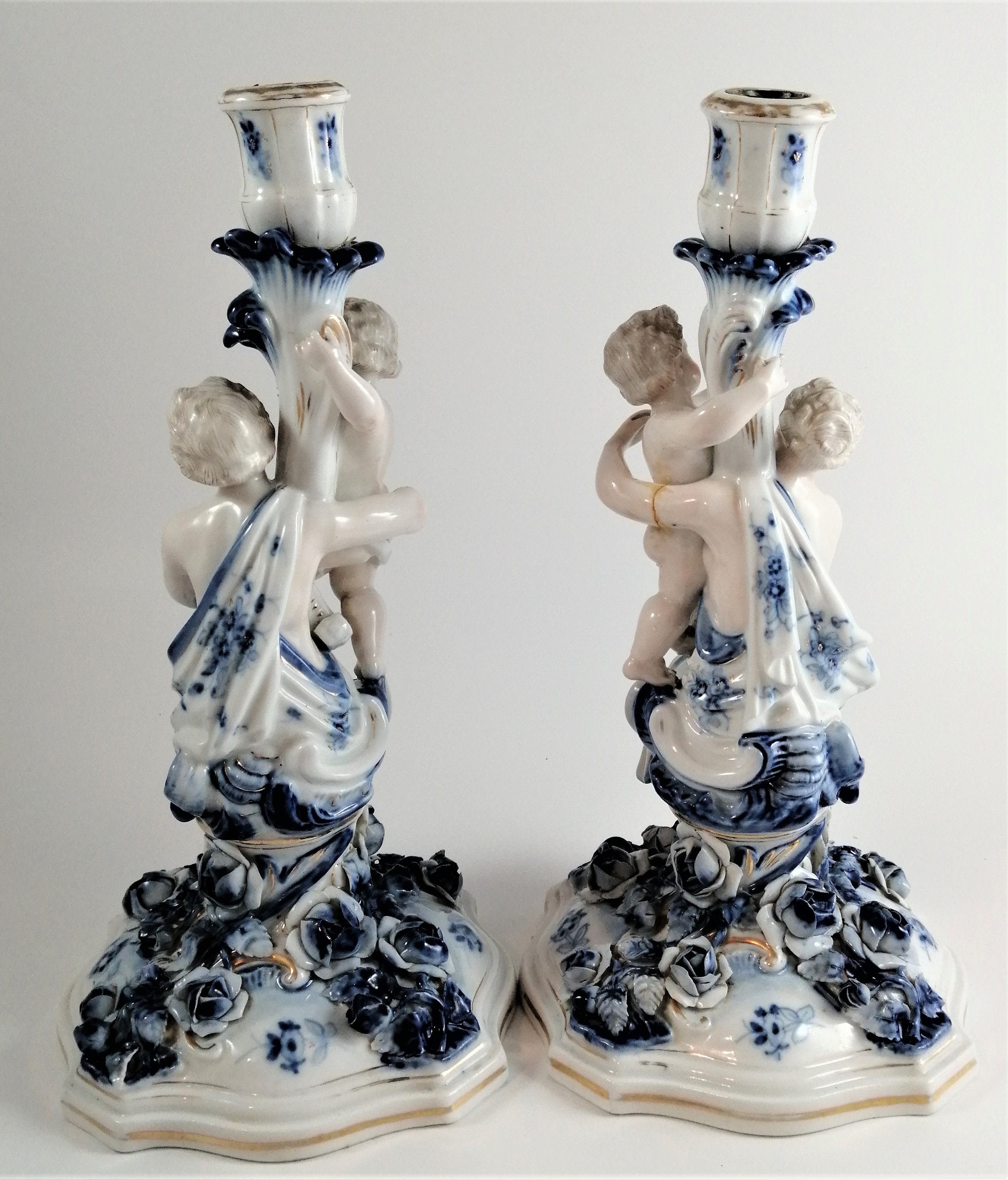 Pair of antique porcelain candlesticks, of the highest quality, Sitzendorf с.1890