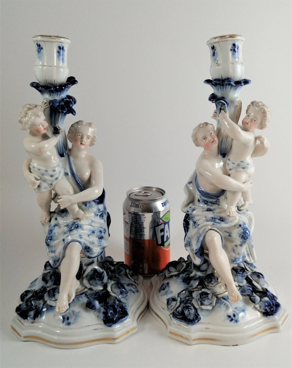 Pair of antique porcelain candlesticks, of the highest quality, Sitzendorf с.1890