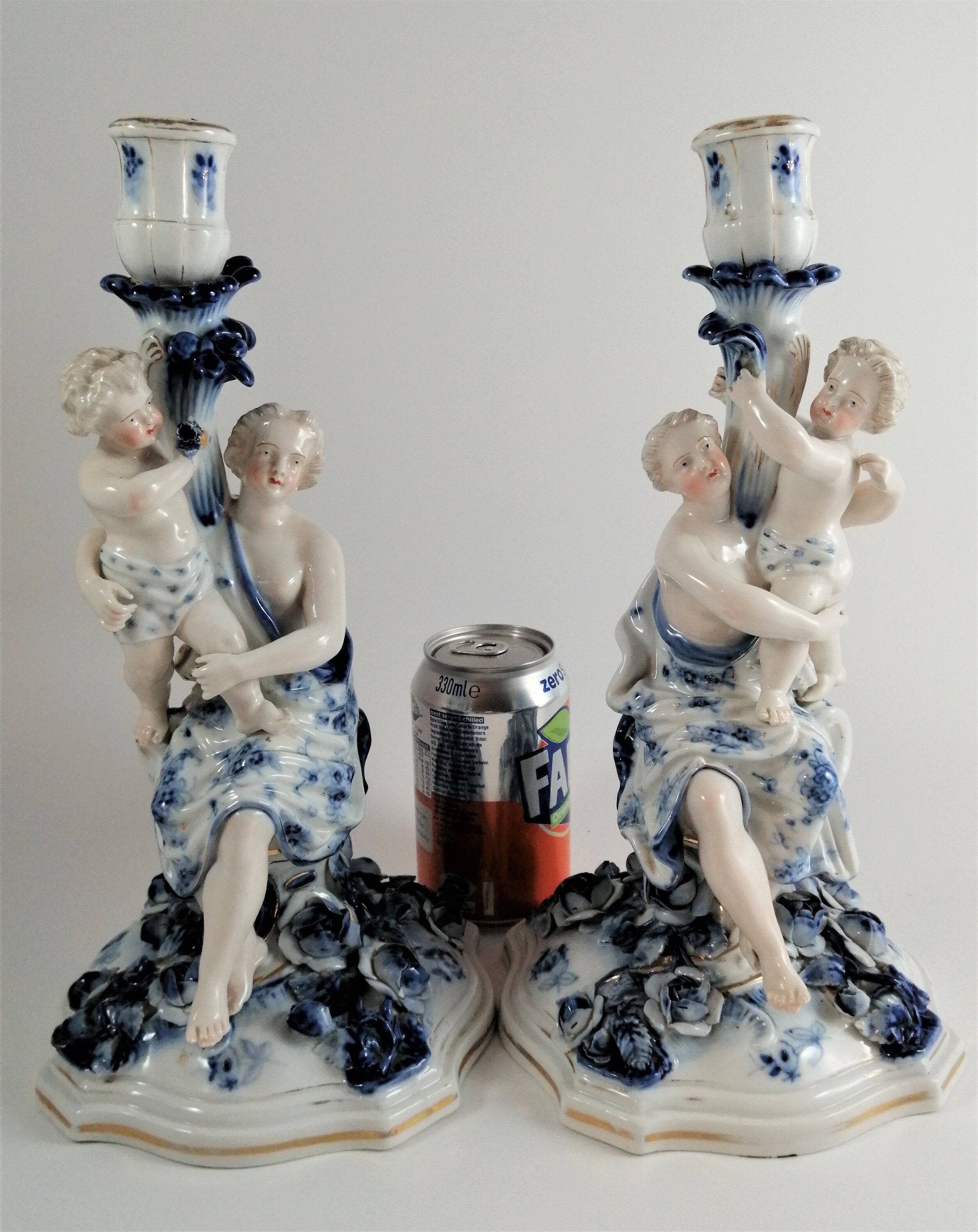 Pair of antique porcelain candlesticks, of the highest quality, Sitzendorf с.1890