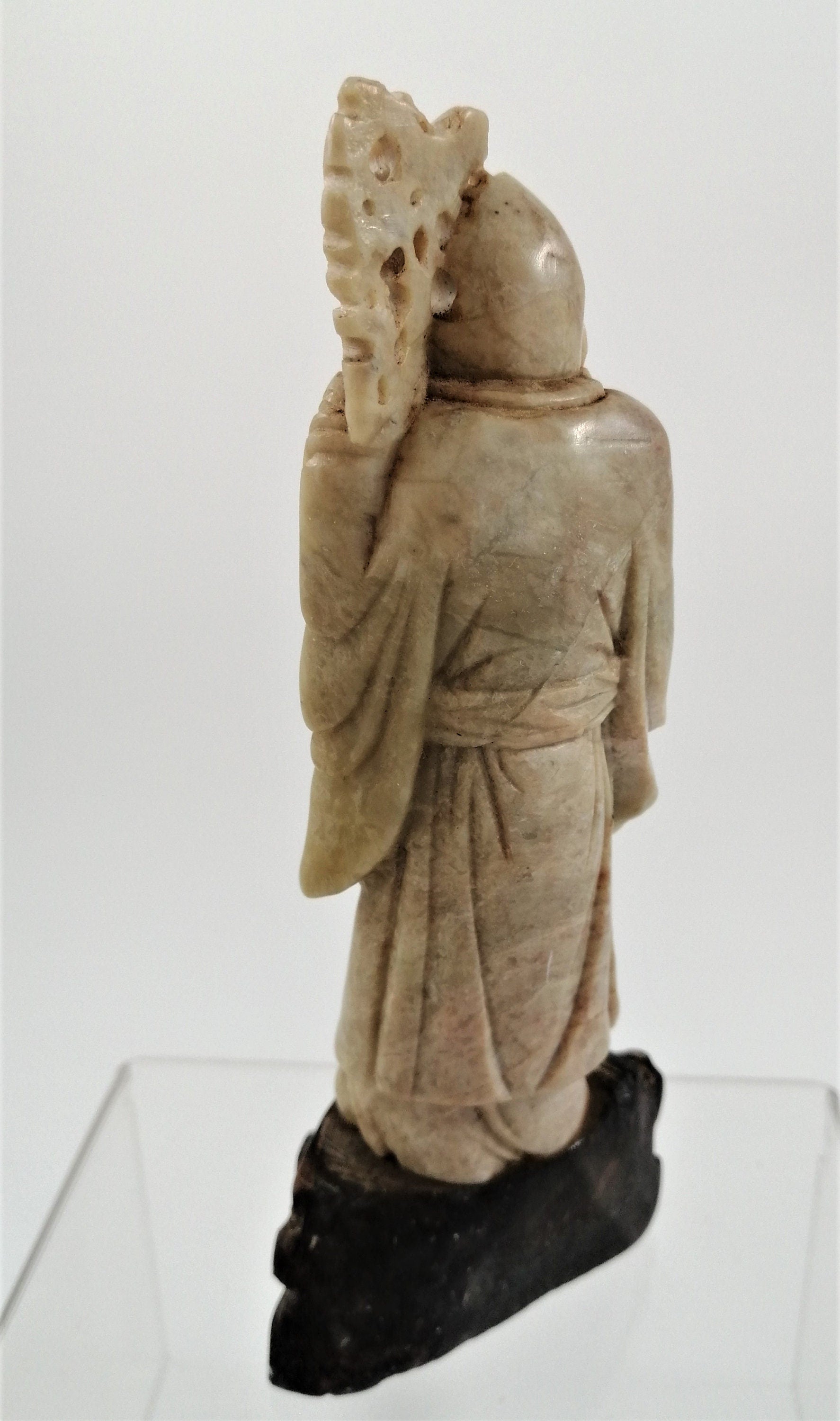 Antique Carved Soapstone Shou Figurine: Chinese God of Longevity