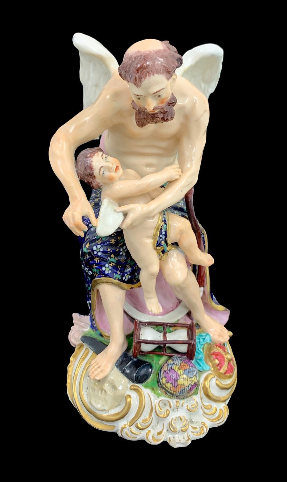 Early Derby Porcelain Figure: Time Clipping Wings of Love, c. 1765