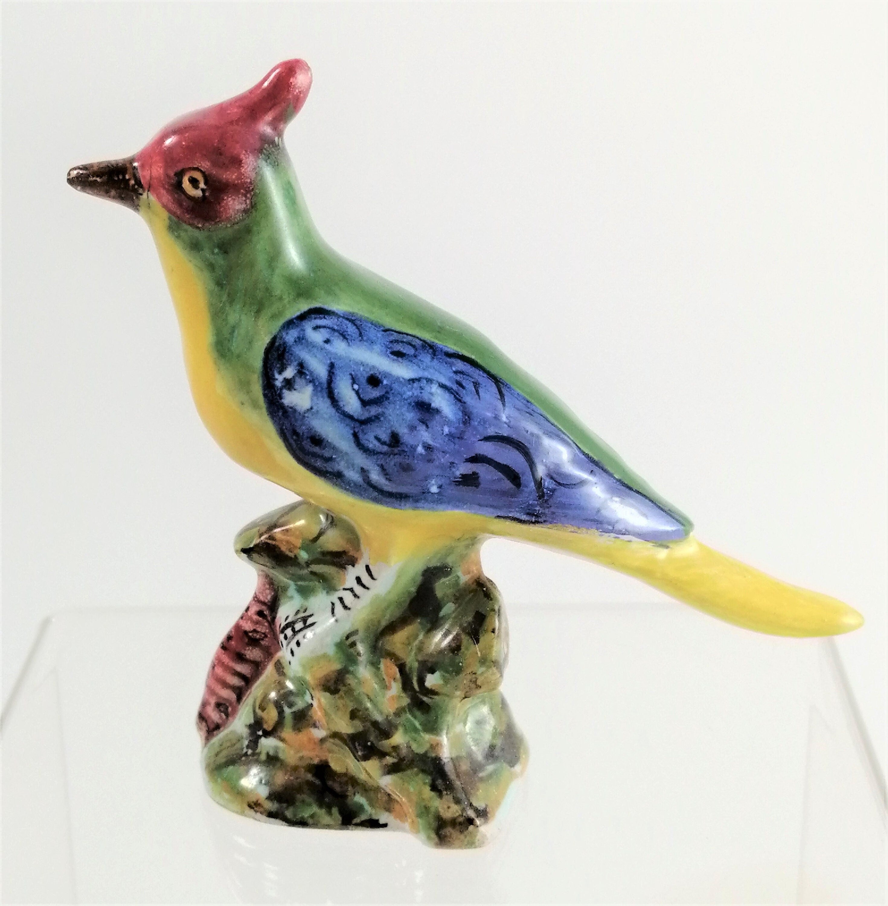 Antique porcelain figurine of a multicoloured songbird,Carocci, Fabbri & Co. of Italy