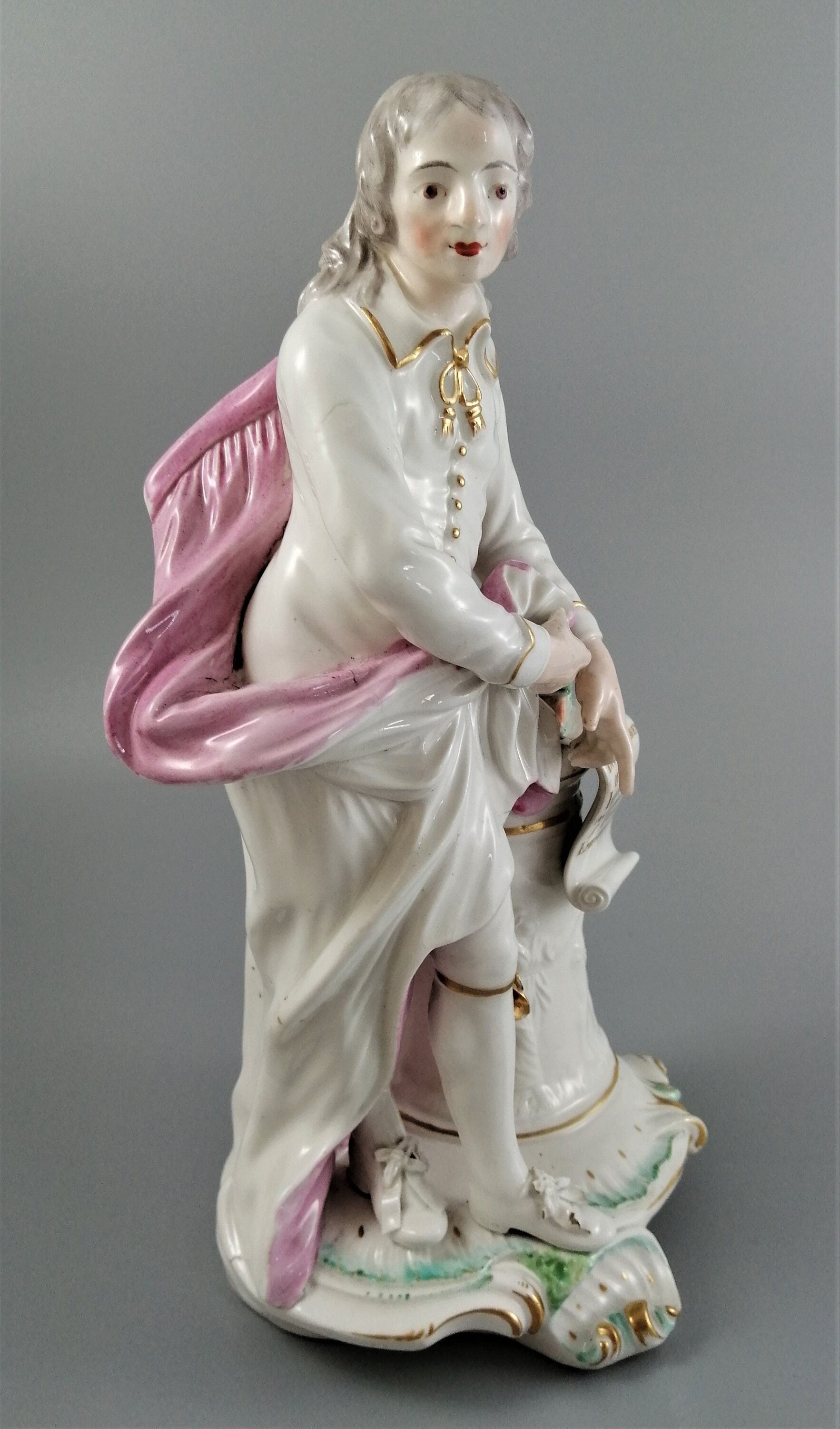 Antique Derby Porcelain John Milton Figurine, c. 1765