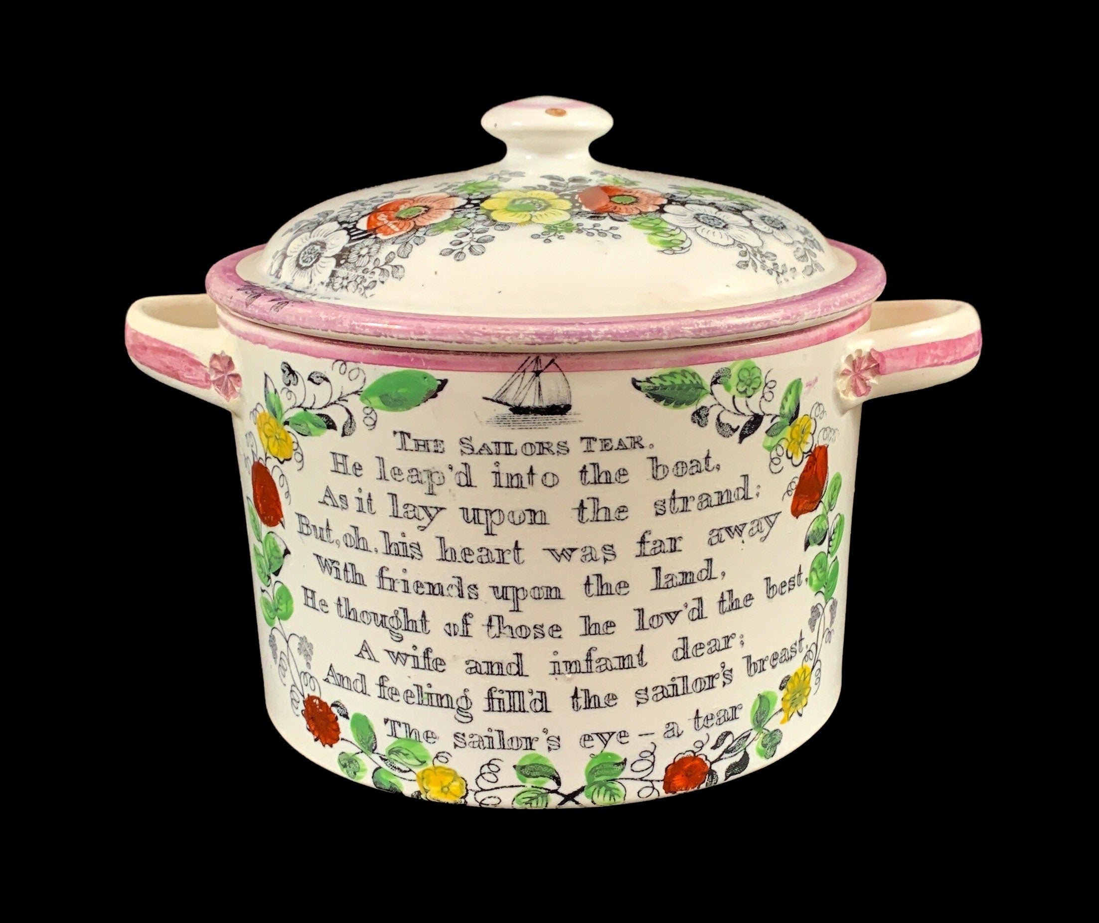 19th Century Sunderland Lustre Lidded Pot.Rare