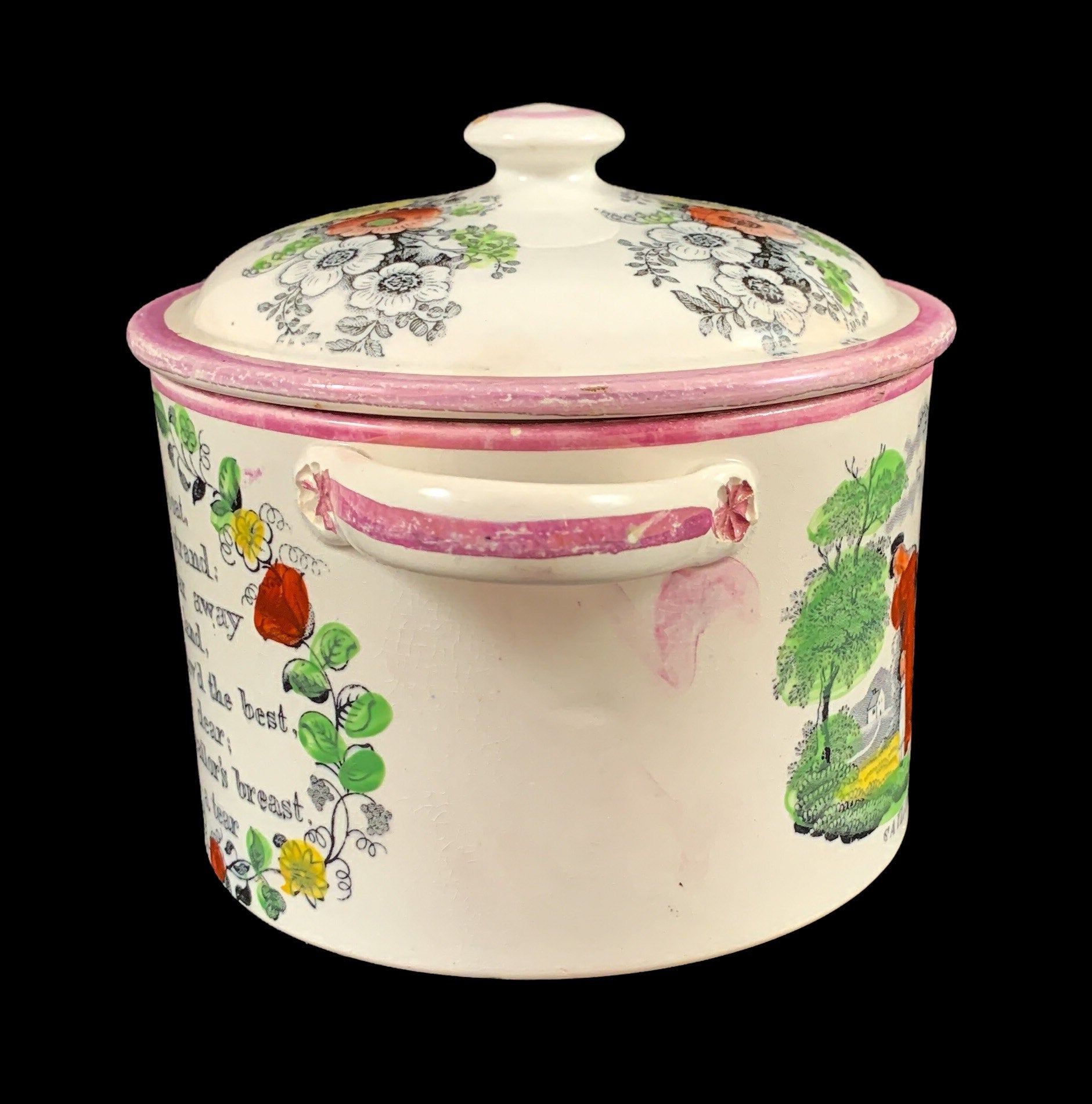 19th Century Sunderland Lustre Lidded Pot.Rare