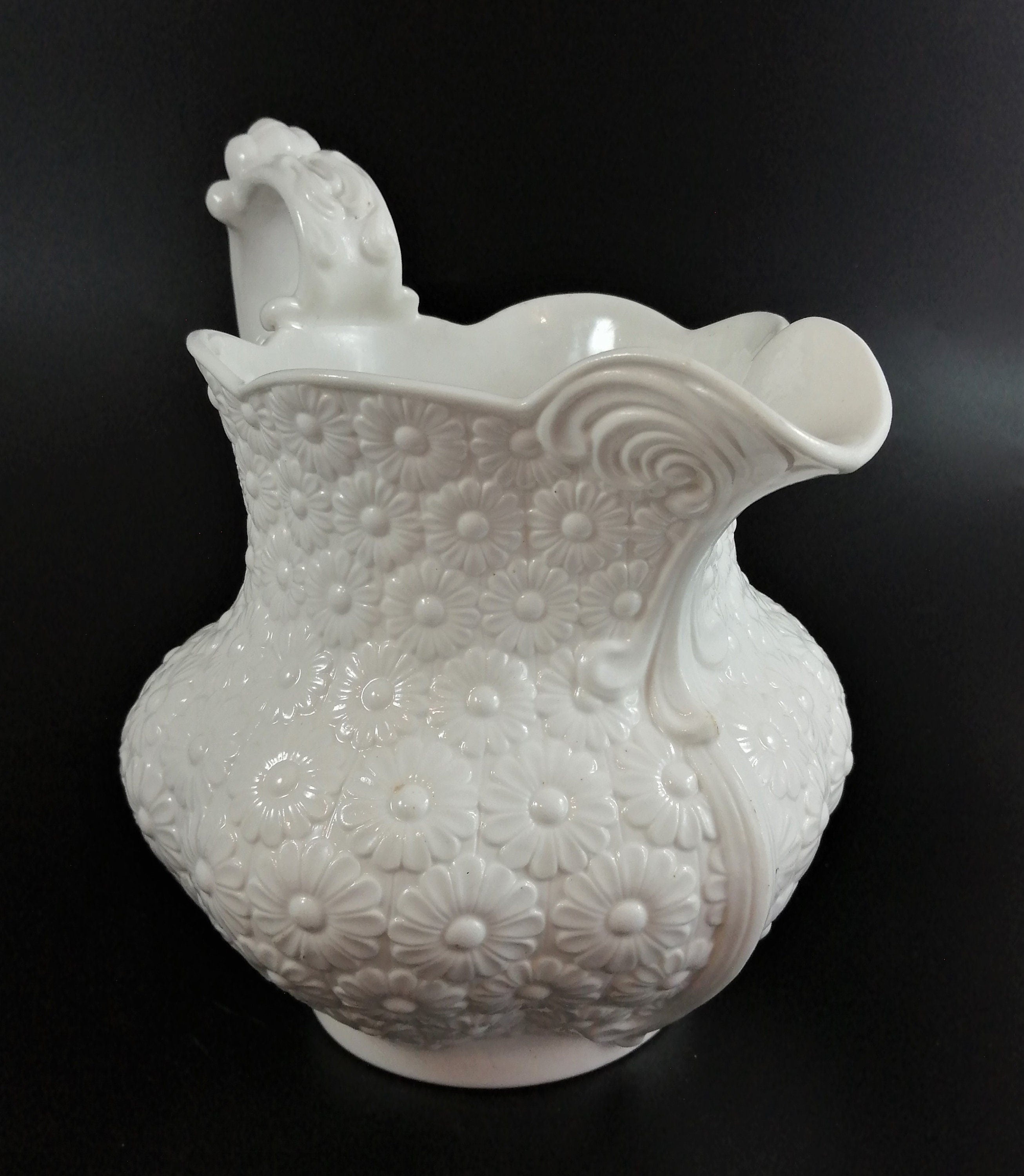 Antique Ridgway white rosette china jug ,c.1820