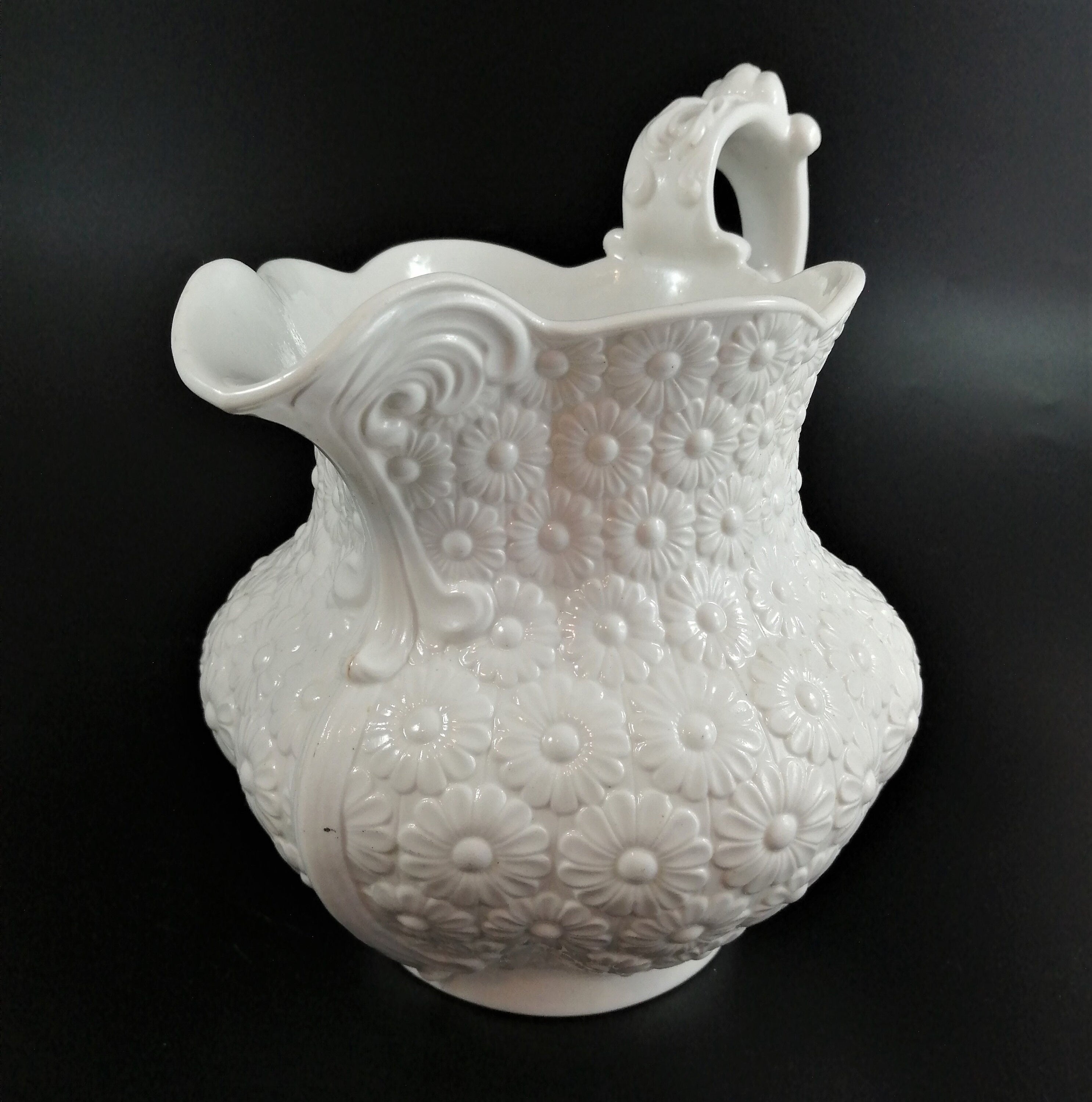 Antique Ridgway white rosette china jug ,c.1820