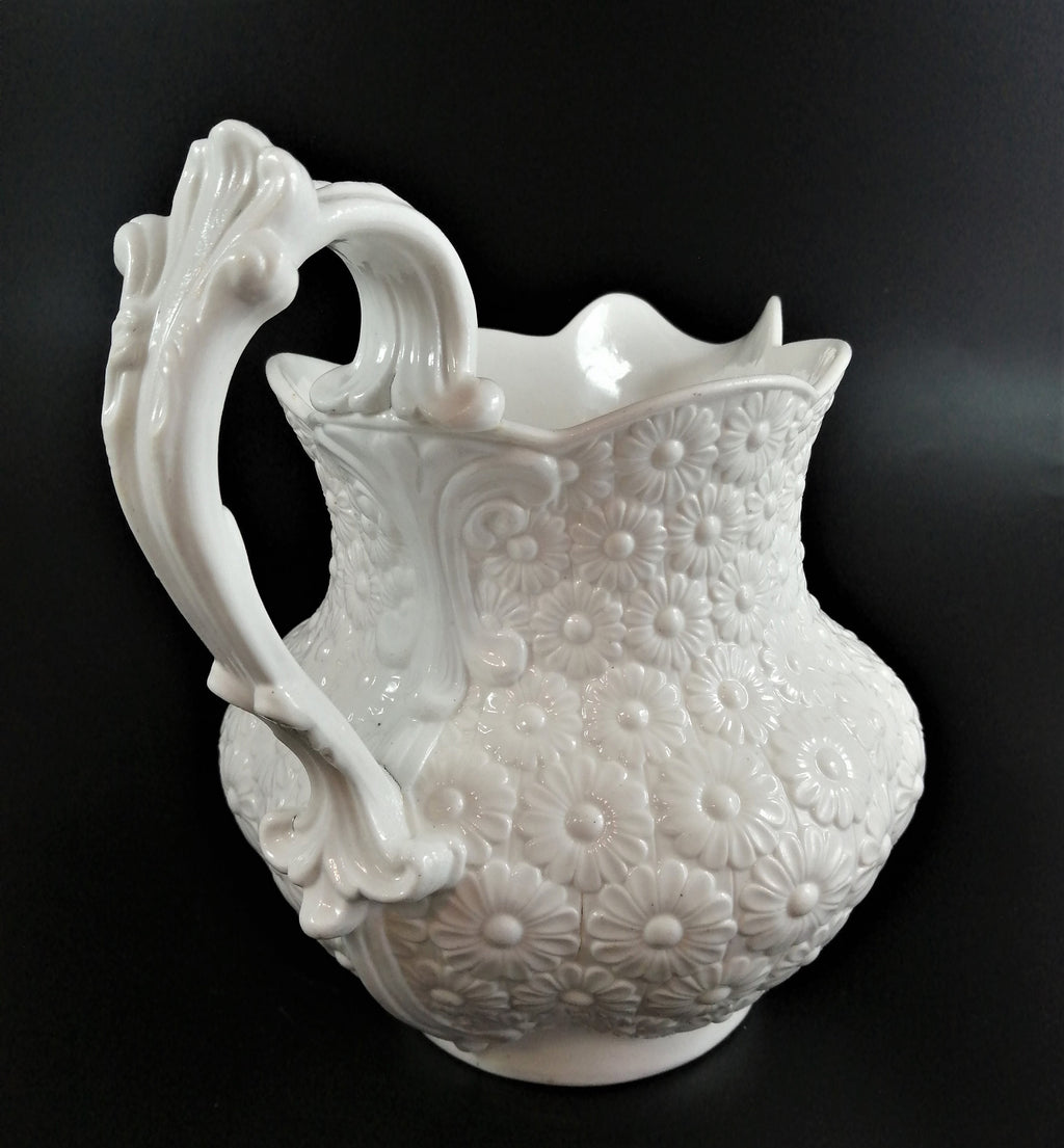 Antique Ridgway white rosette china jug ,c.1820