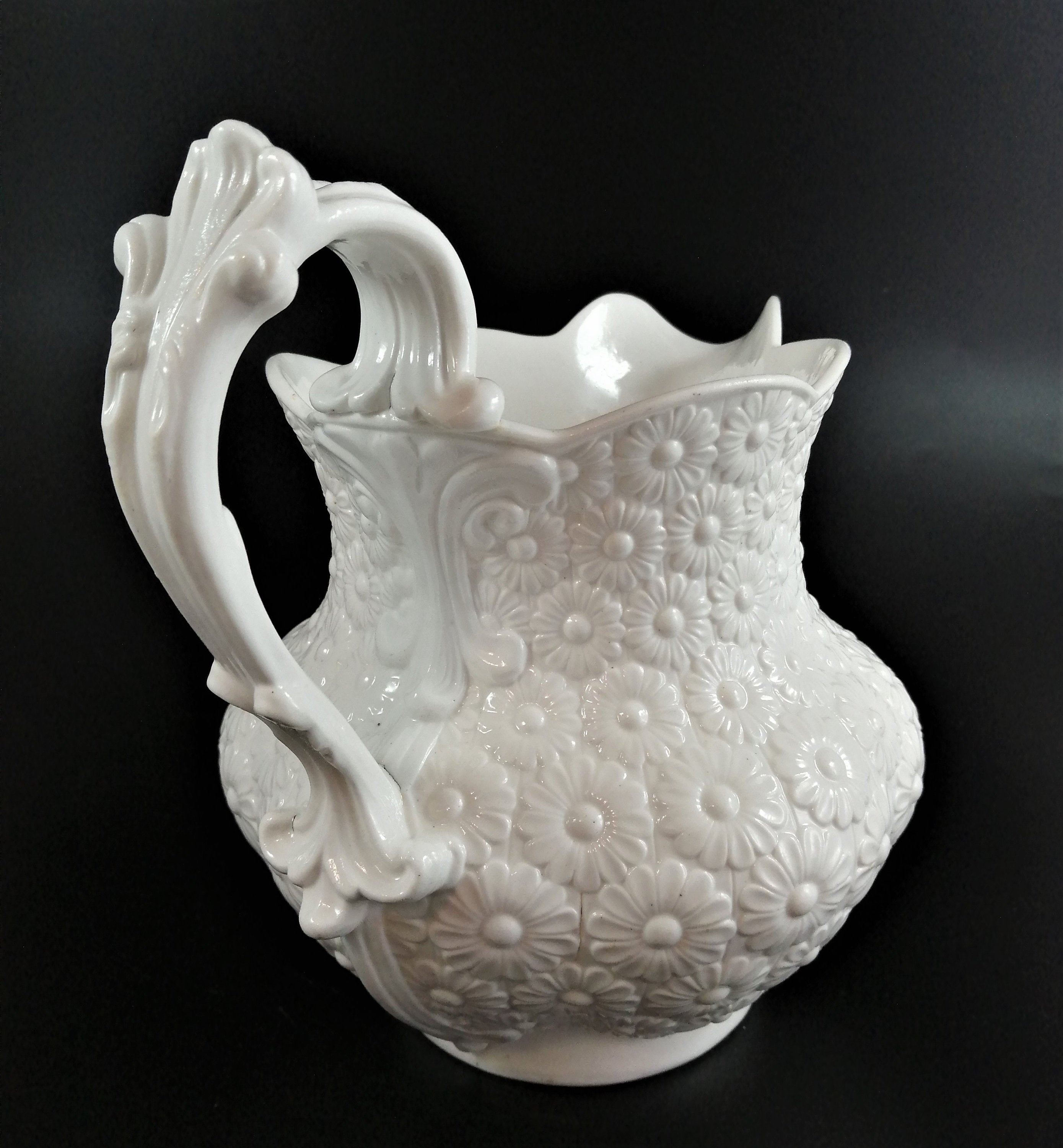 Antique Ridgway white rosette china jug ,c.1820