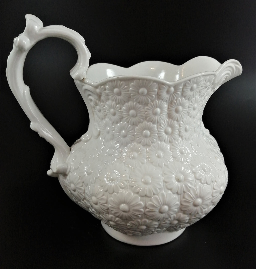 Antique Ridgway white rosette china jug ,c.1820