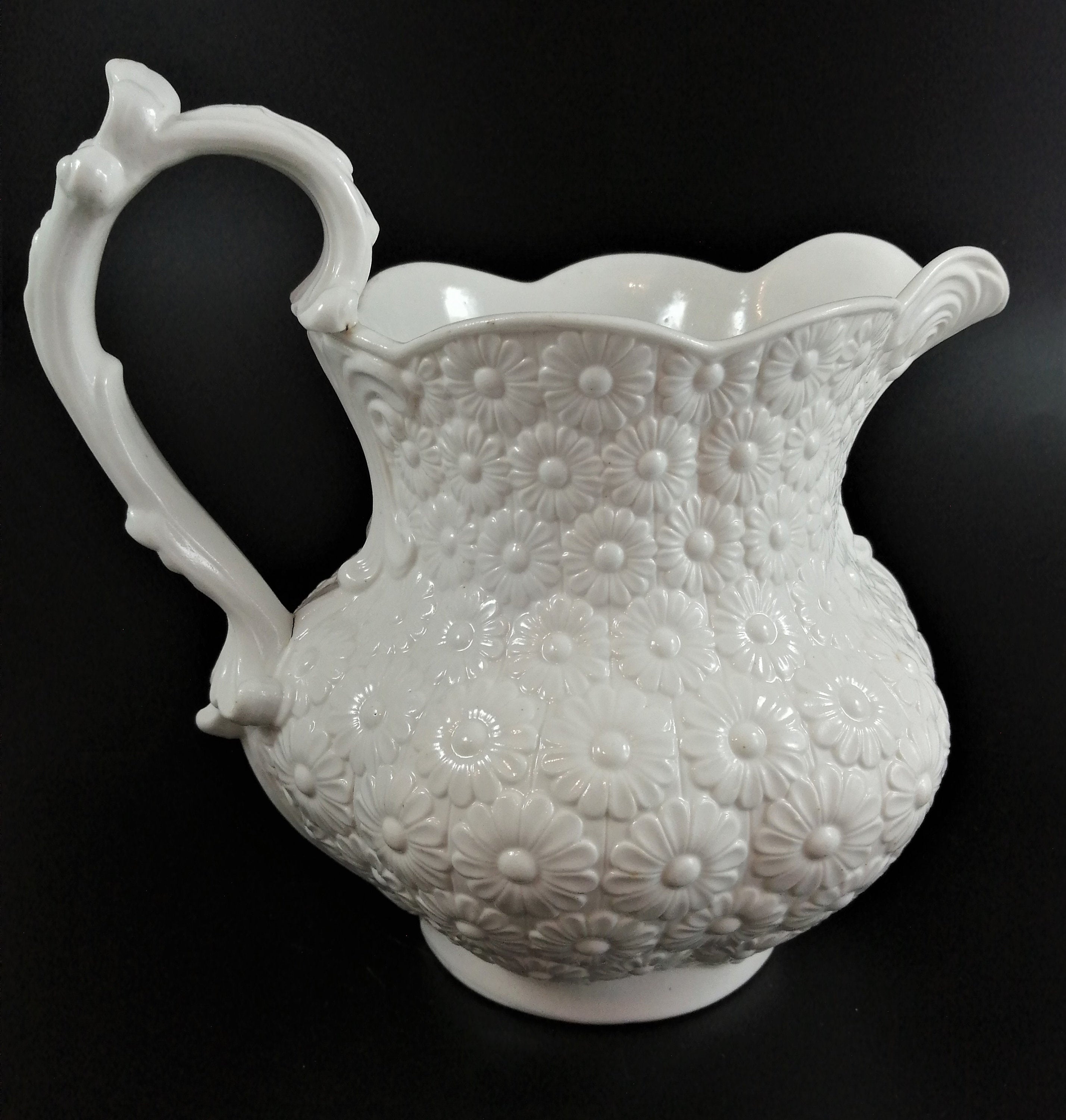 Antique Ridgway white rosette china jug ,c.1820