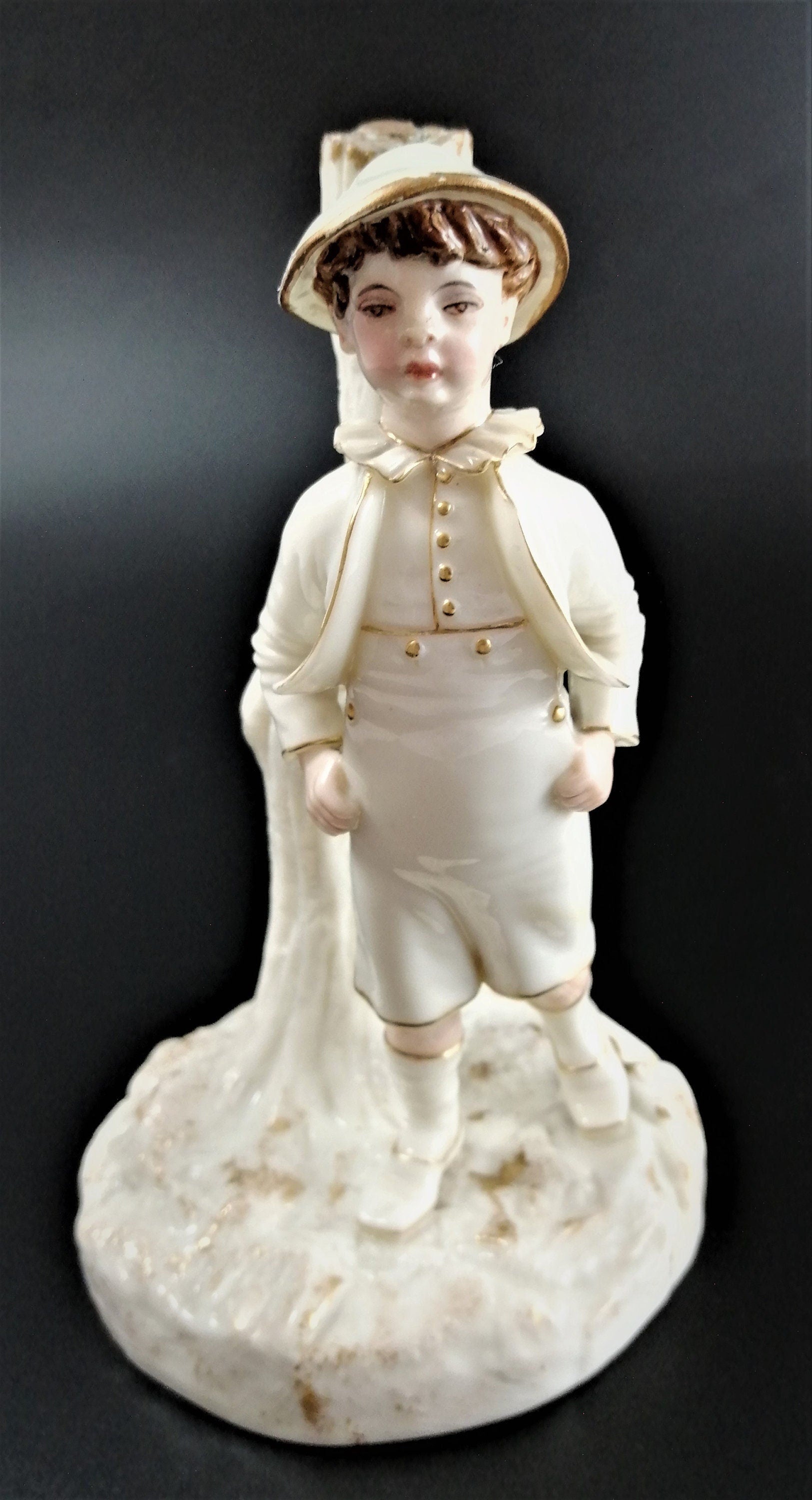 Antique Royal Worcester Painted and Gilt Ivory Porcelain Figurine,James Hadley