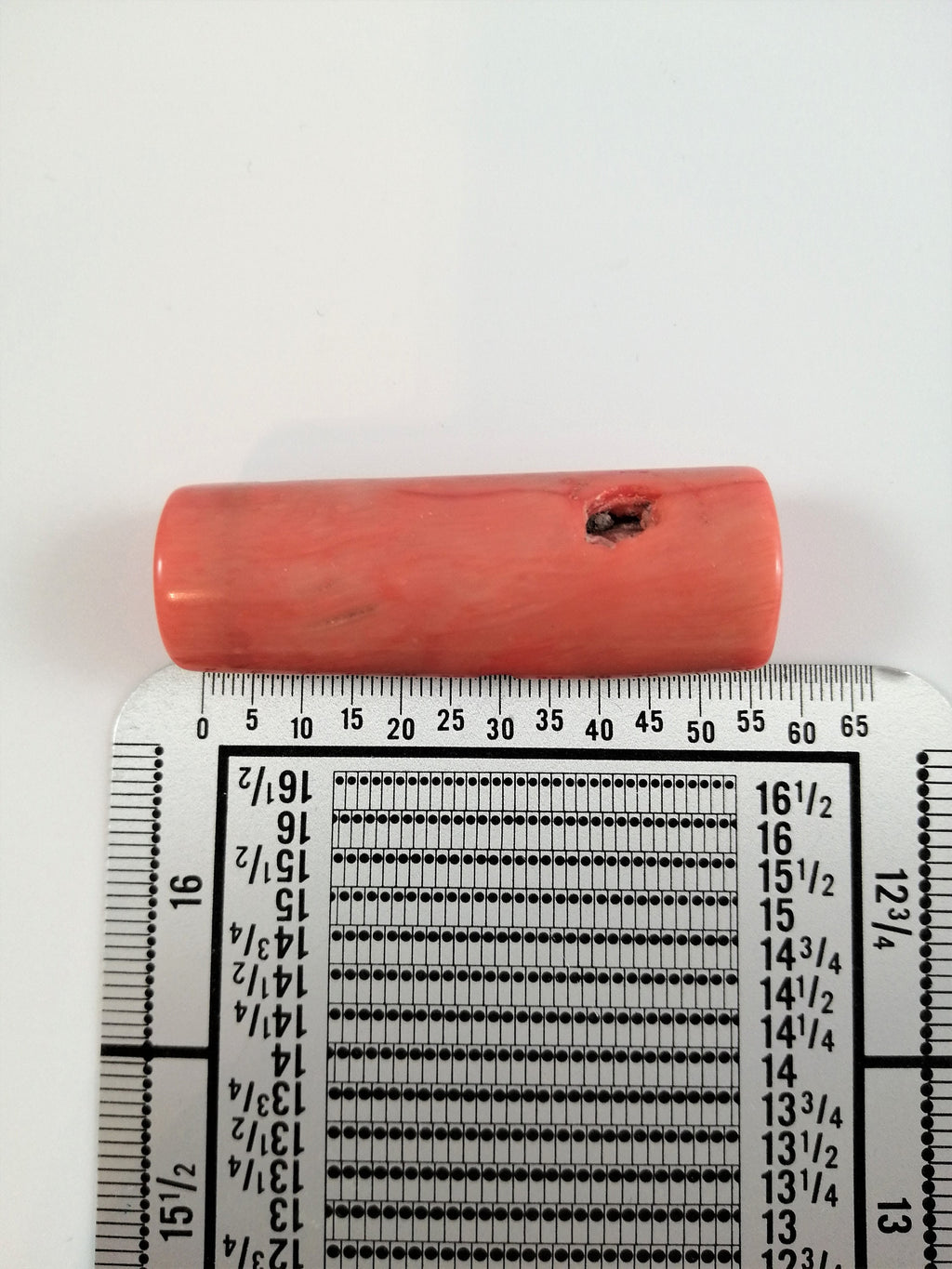 Antique Cylindrical, Barrel Natural Salmon Pink  Coral Bead 36,08 g.