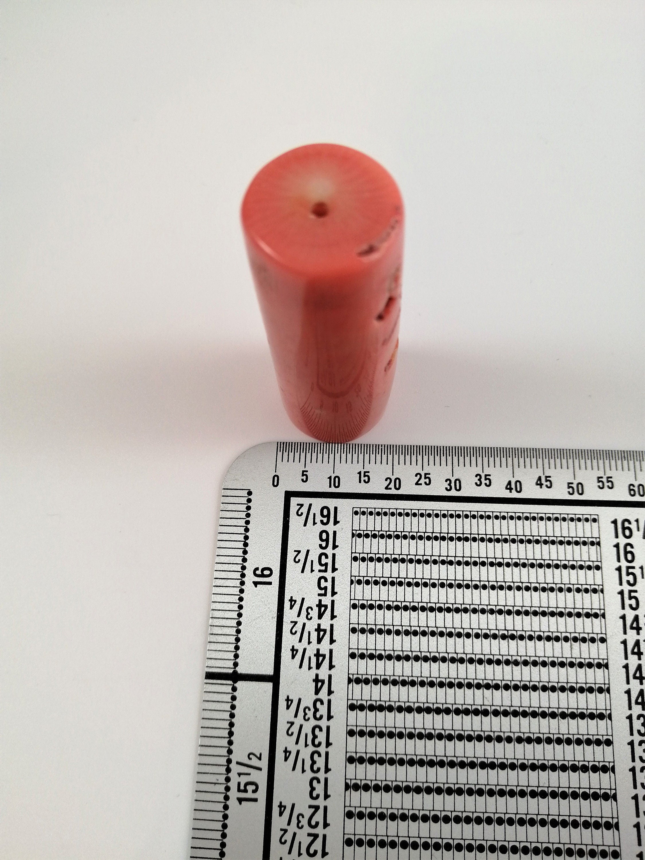 Antique Cylindrical, Barrel Natural Salmon Pink  Coral Bead 36,08 g.