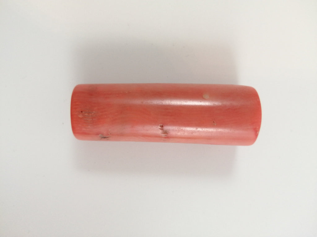 Antique Cylindrical, Barrel Natural Salmon Pink  Coral Bead 36,08 g.