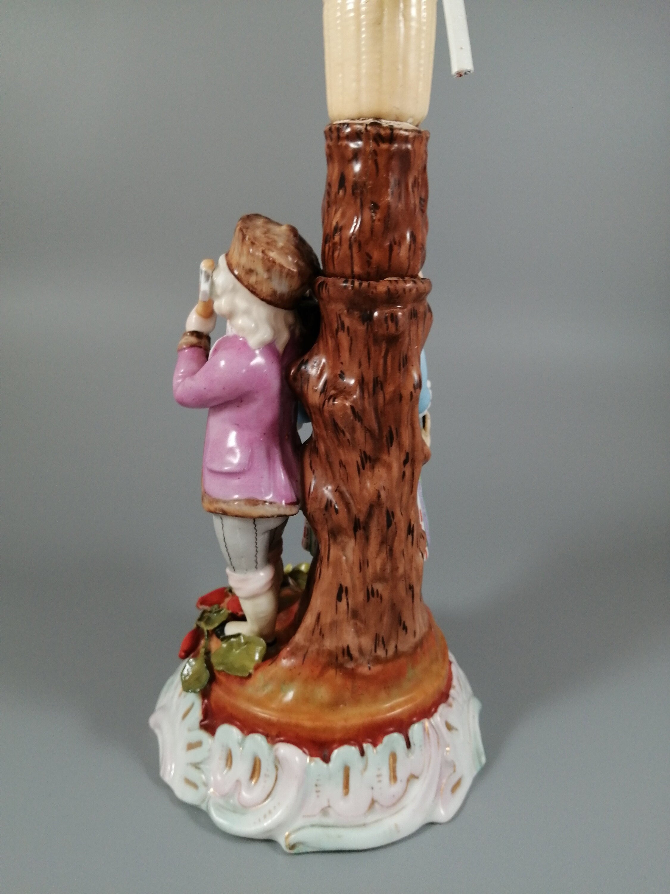 Antique Porcelain Lamp, Sitzendorf, Late 19th C.