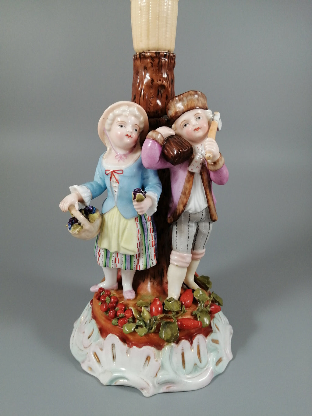 Antique Porcelain Lamp, Sitzendorf, Late 19th C.
