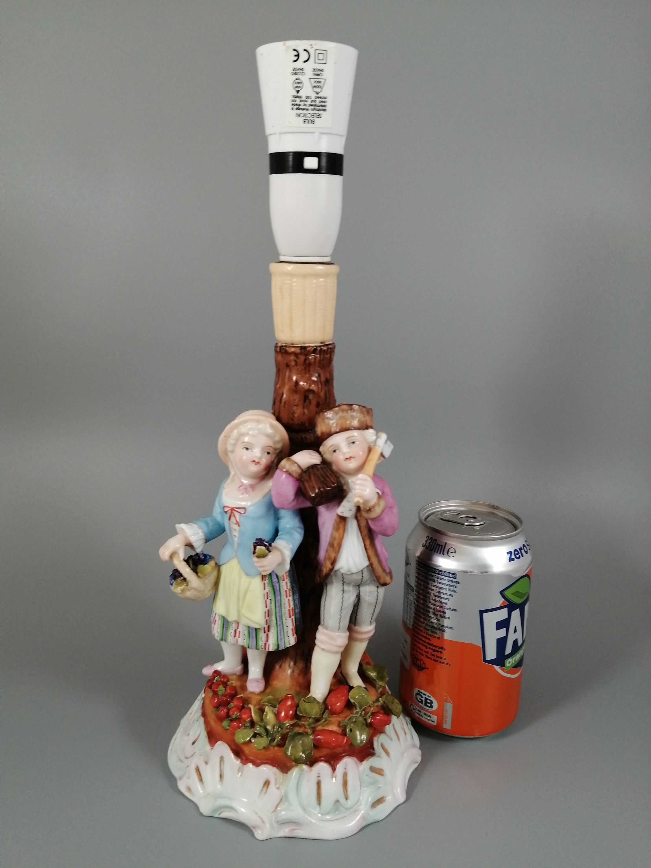 Antique Porcelain Lamp, Sitzendorf, Late 19th C.