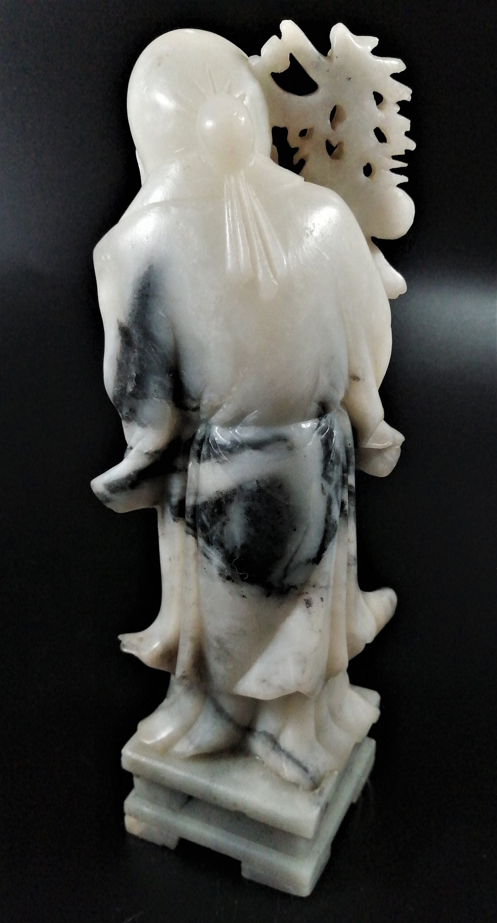 Chinese Republic carved soapstone figurine of Shou (壽),also known as Shouxing 壽星.