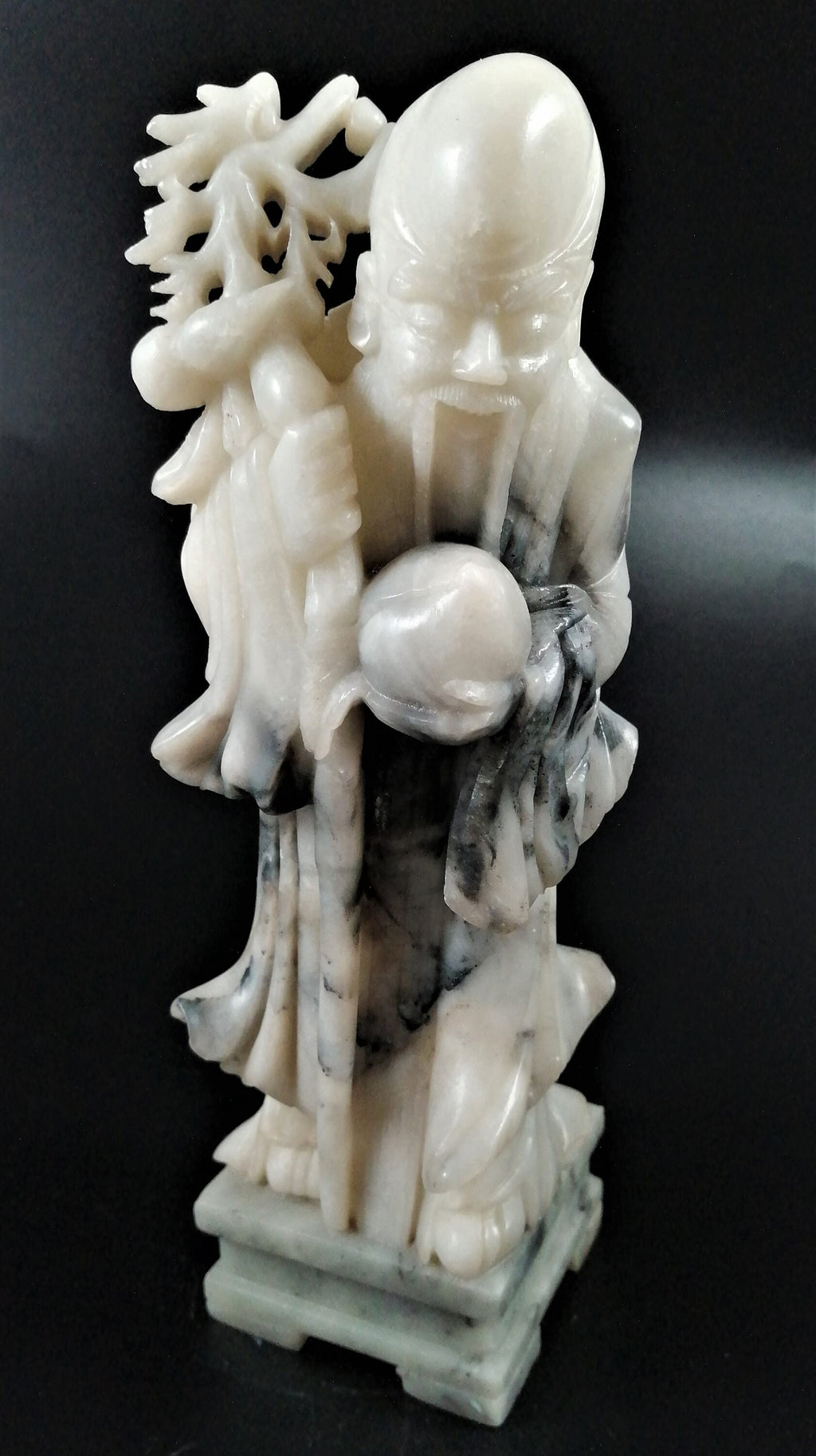 Chinese Republic carved soapstone figurine of Shou (壽),also known as Shouxing 壽星.