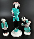 Vintage triptych of three Chinoiserie figurines,Royal Worcester