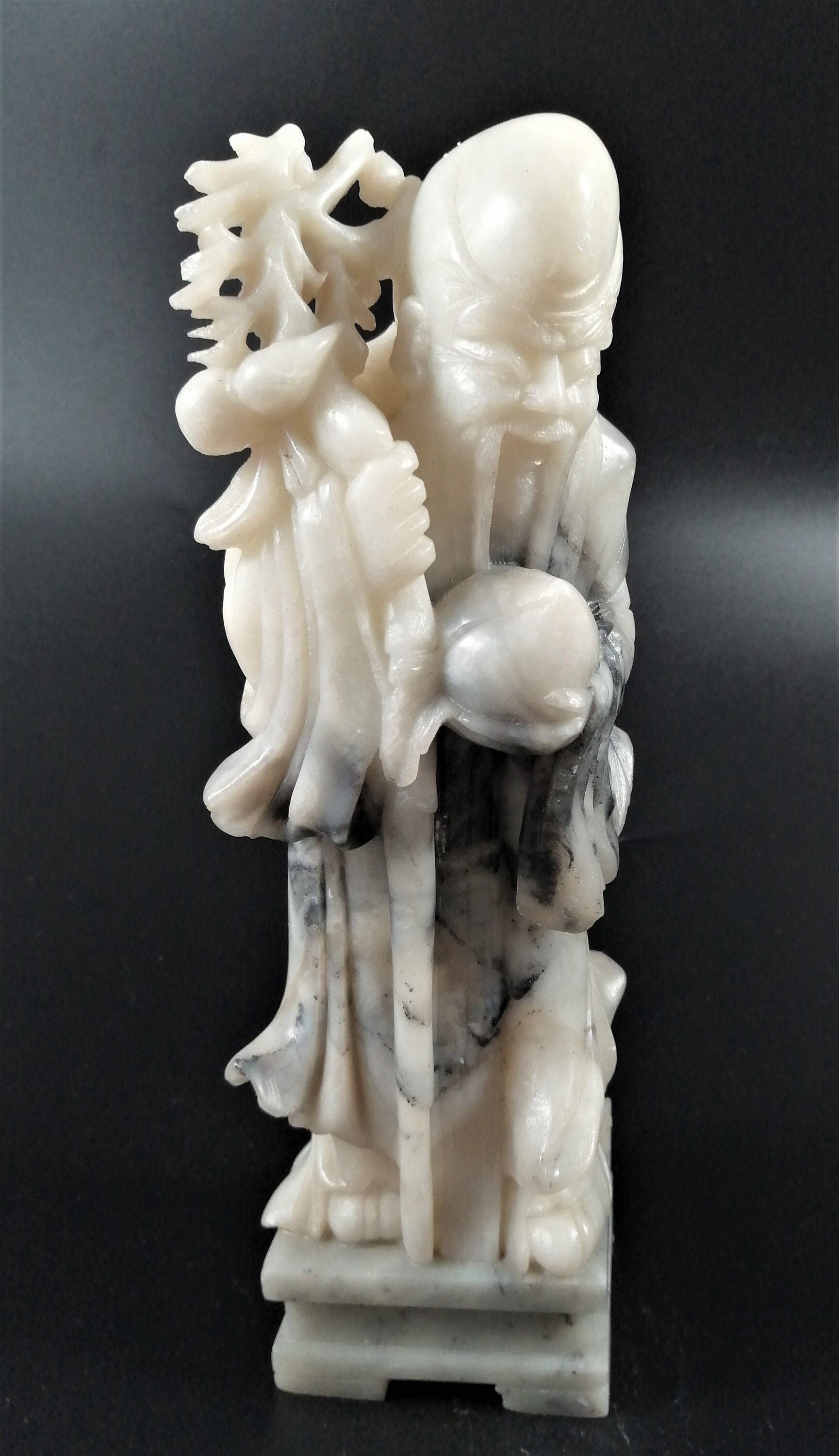 Chinese Republic carved soapstone figurine of Shou (壽),also known as Shouxing 壽星.