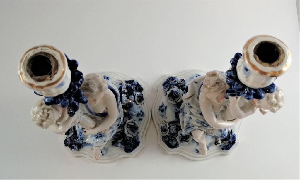 Pair of antique porcelain candlesticks, of the highest quality, Sitzendorf с.1890