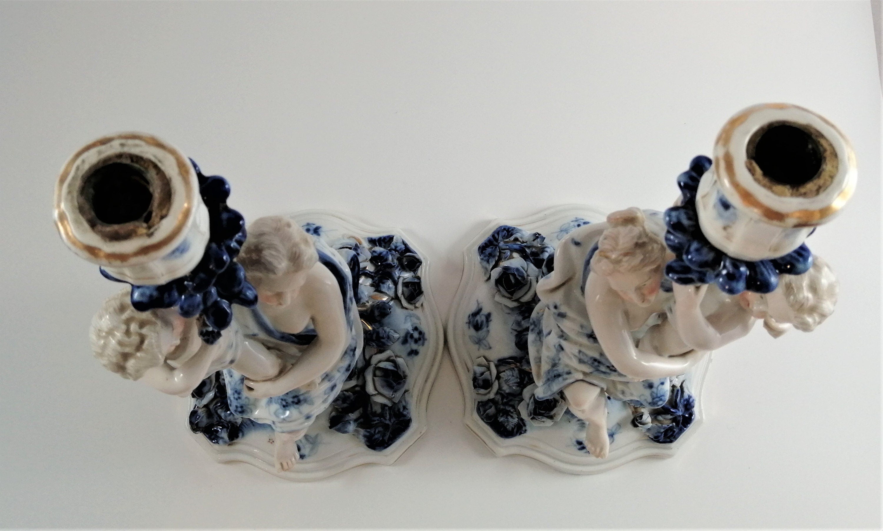 Pair of antique porcelain candlesticks, of the highest quality, Sitzendorf с.1890
