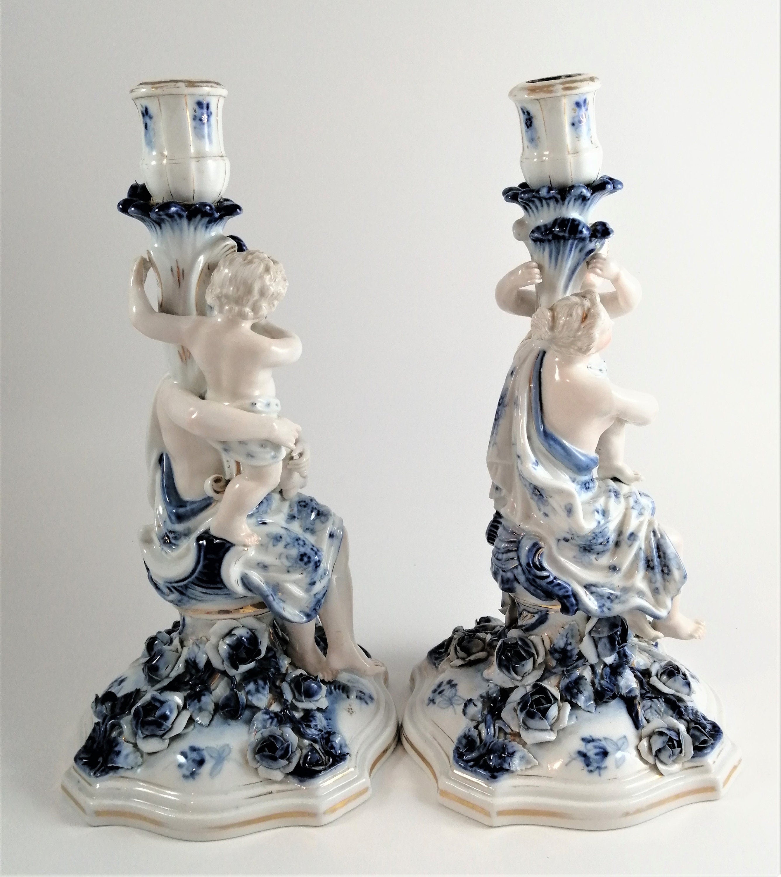 Pair of antique porcelain candlesticks, of the highest quality, Sitzendorf с.1890