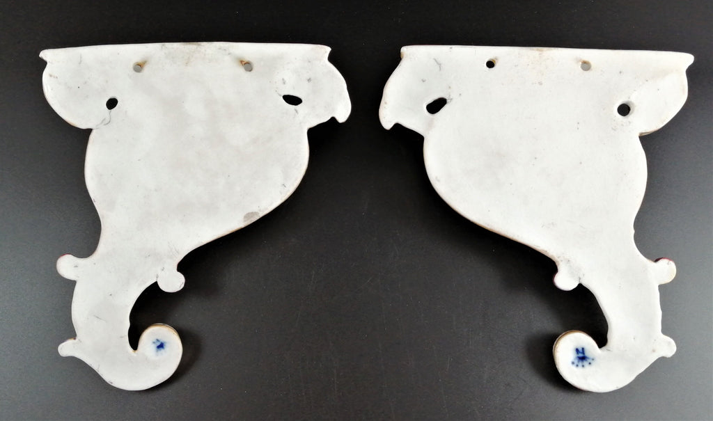 Antique Volkstedt Porcelain Wall Pockets: Relief Cornucopia, 1800s