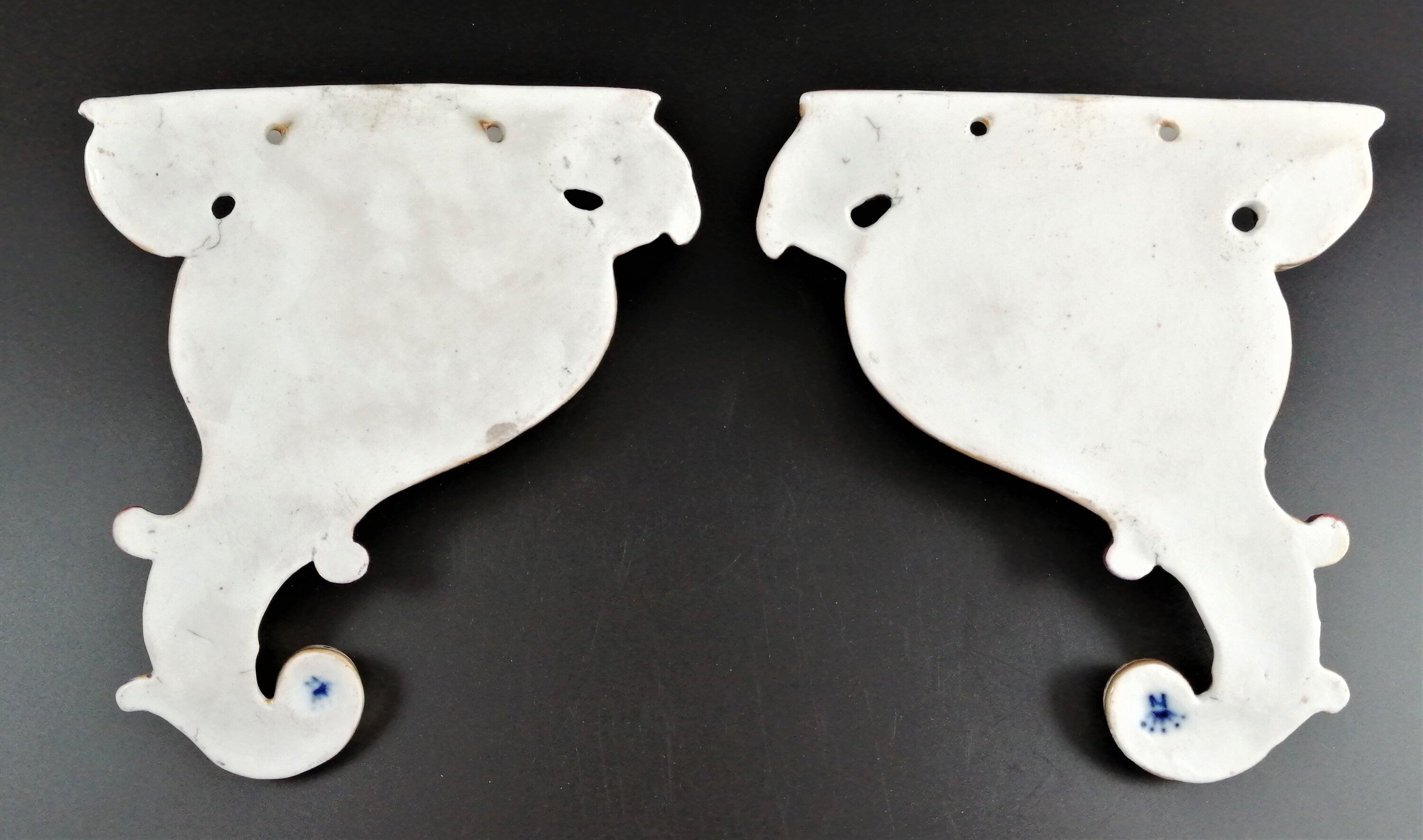 Antique Volkstedt Porcelain Wall Pockets: Relief Cornucopia, 1800s