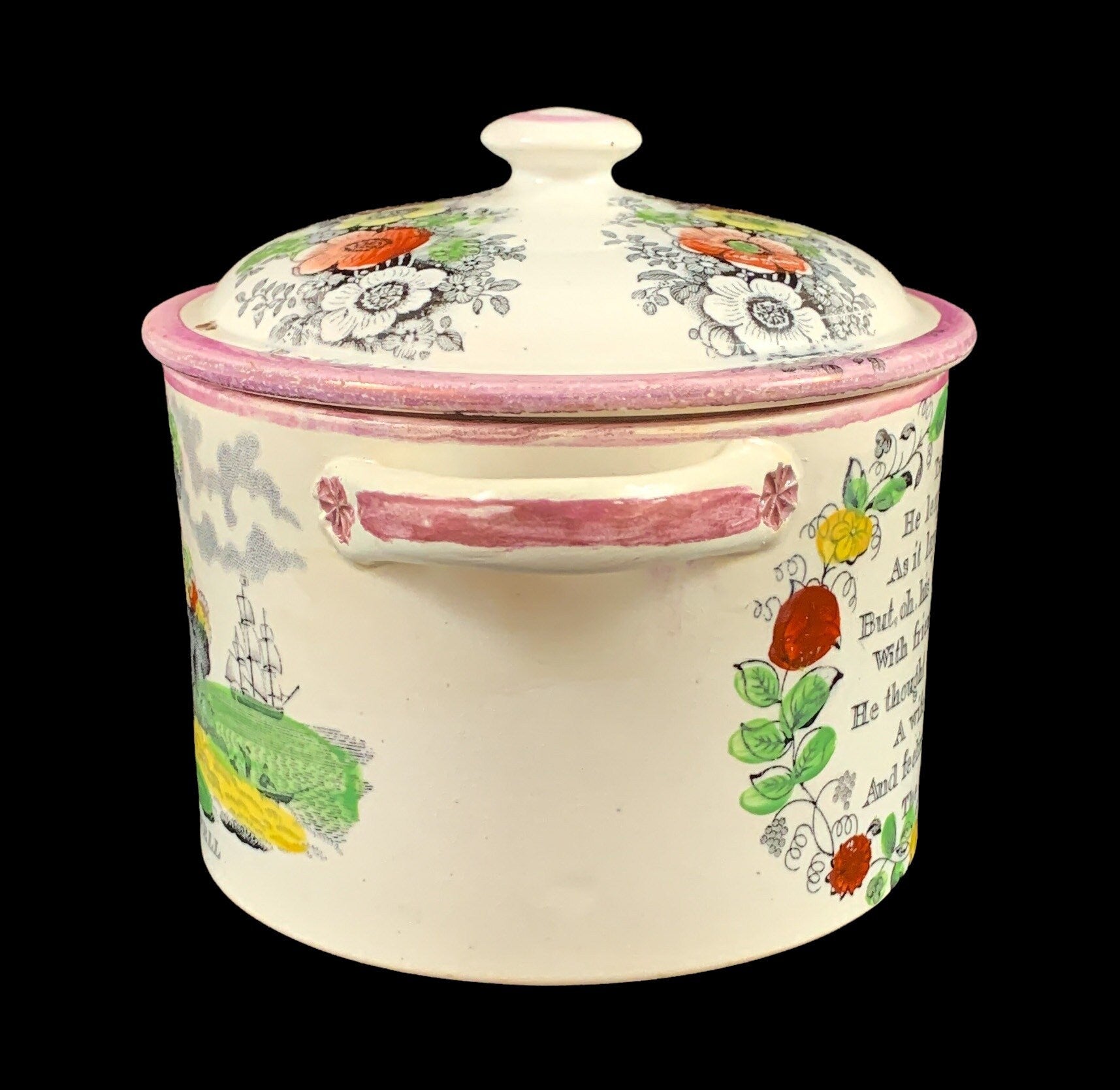 19th Century Sunderland Lustre Lidded Pot.Rare