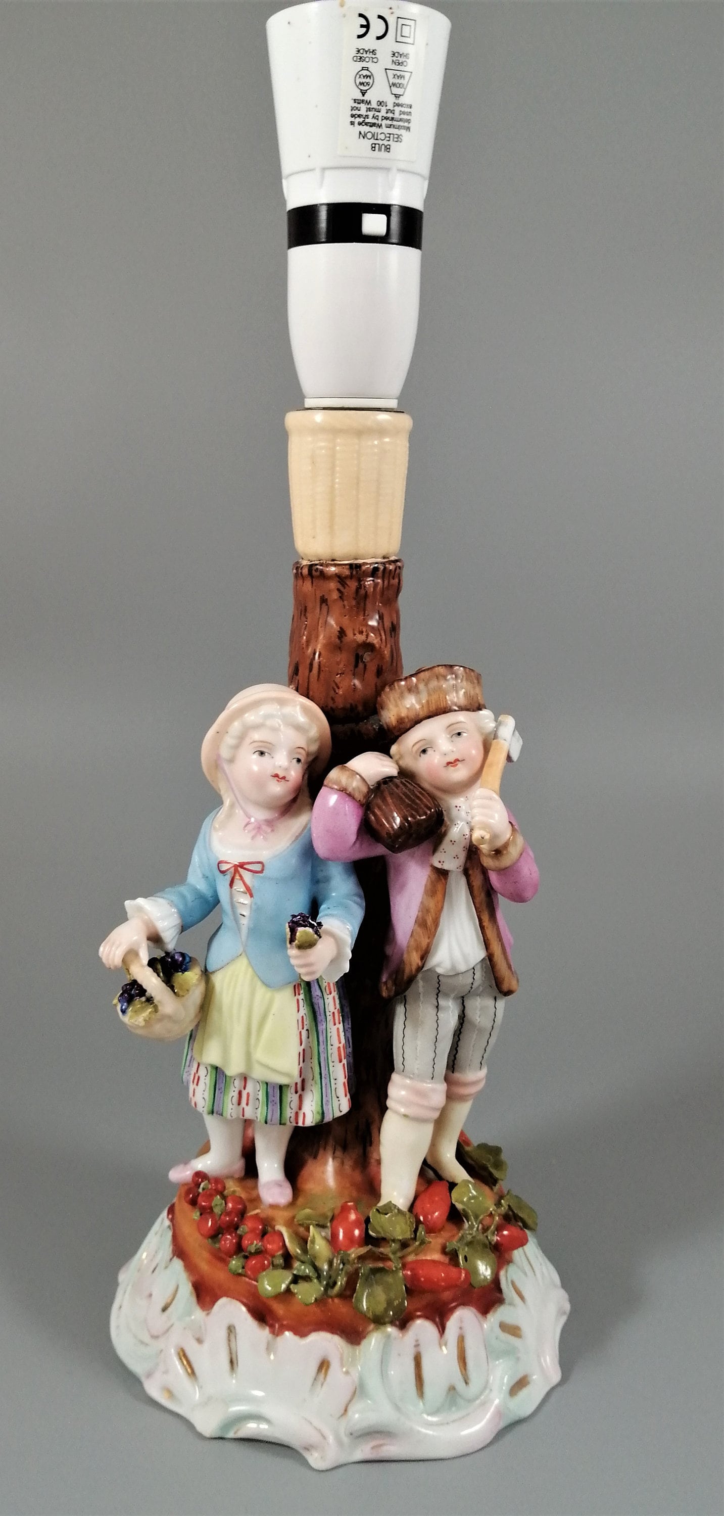 Antique Porcelain Lamp, Sitzendorf, Late 19th C.