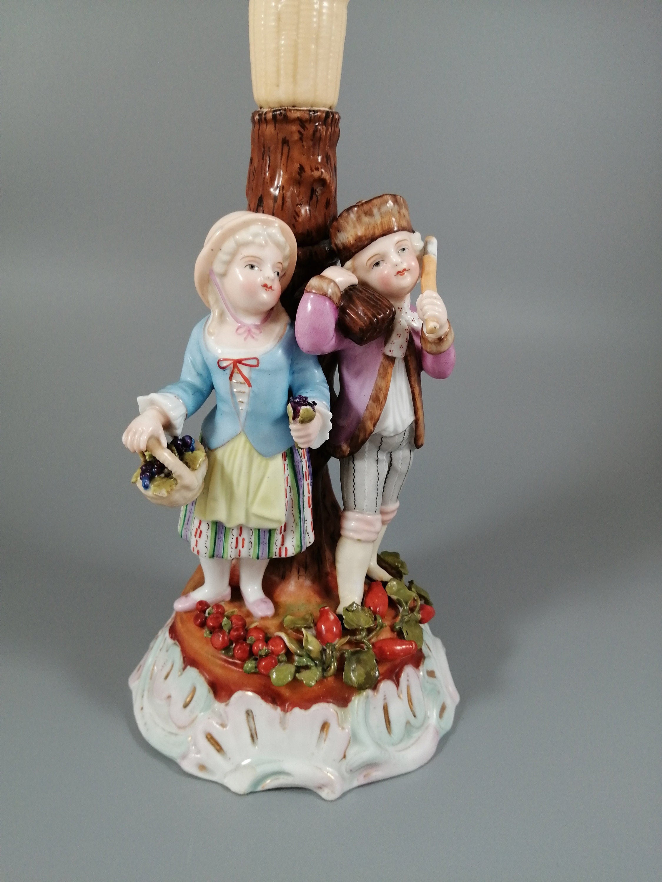Antique Porcelain Lamp, Sitzendorf, Late 19th C.