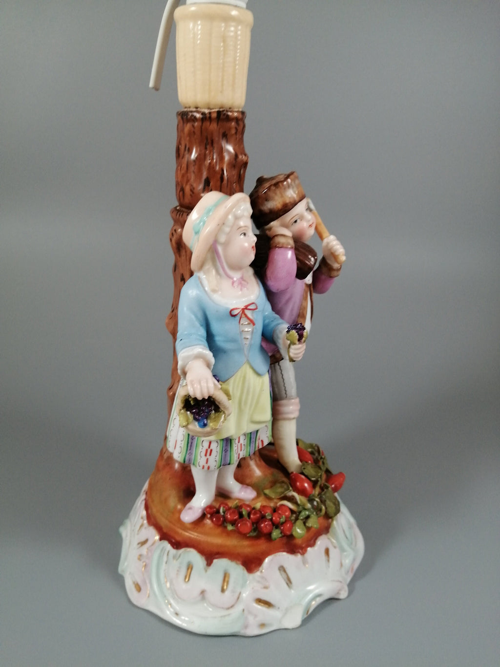 Antique Porcelain Lamp, Sitzendorf, Late 19th C.