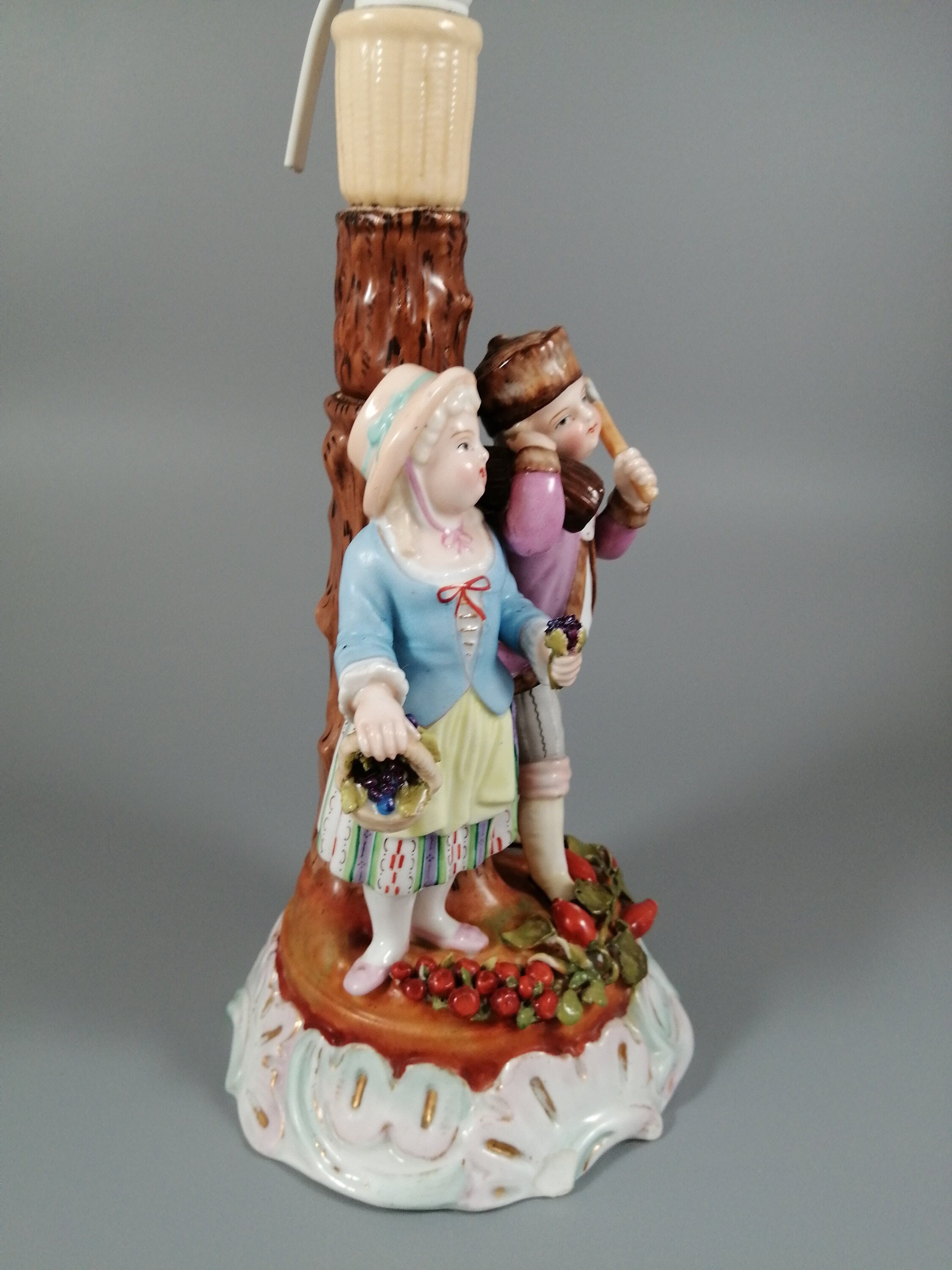 Antique Porcelain Lamp, Sitzendorf, Late 19th C.