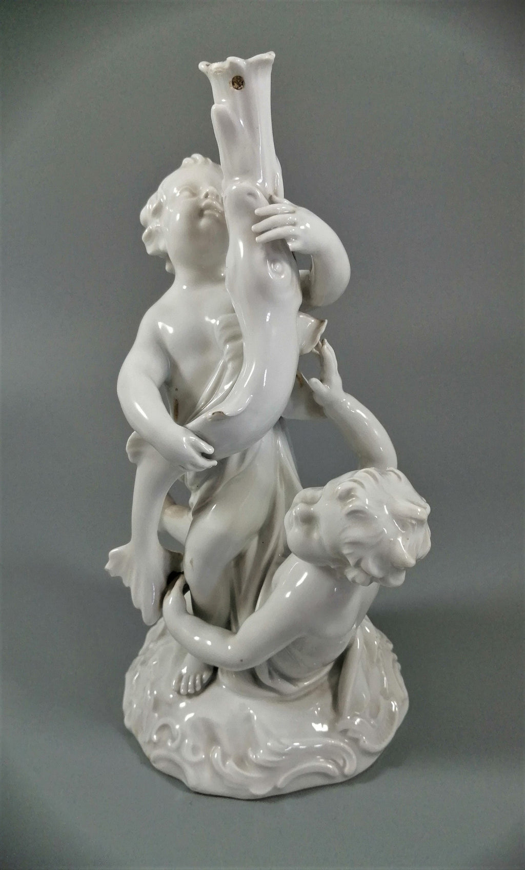 Meissen Candlestick Cherubs Dolphins Kaendler Models 1145