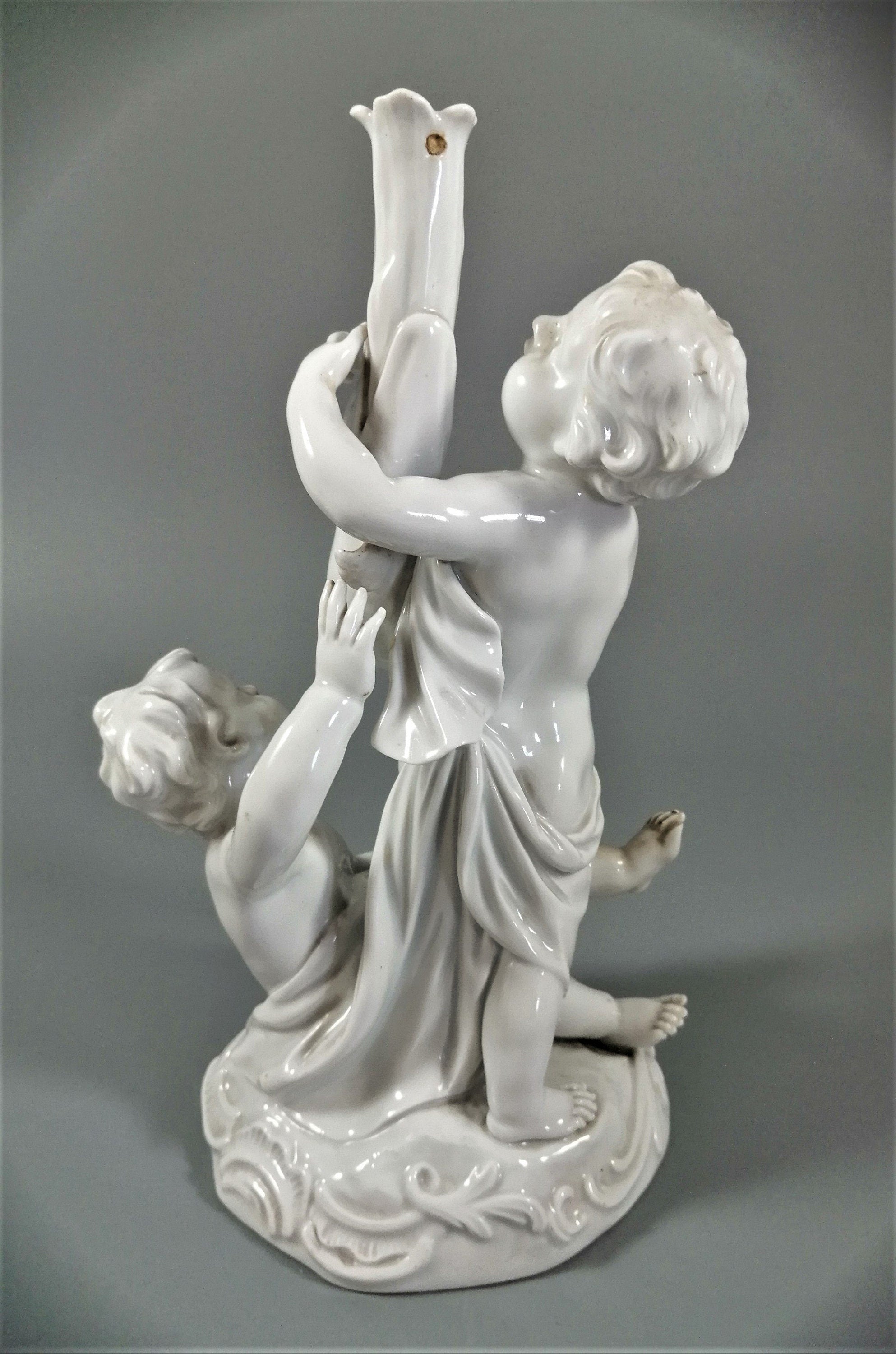 Meissen Candlestick Cherubs Dolphins Kaendler Models 1145