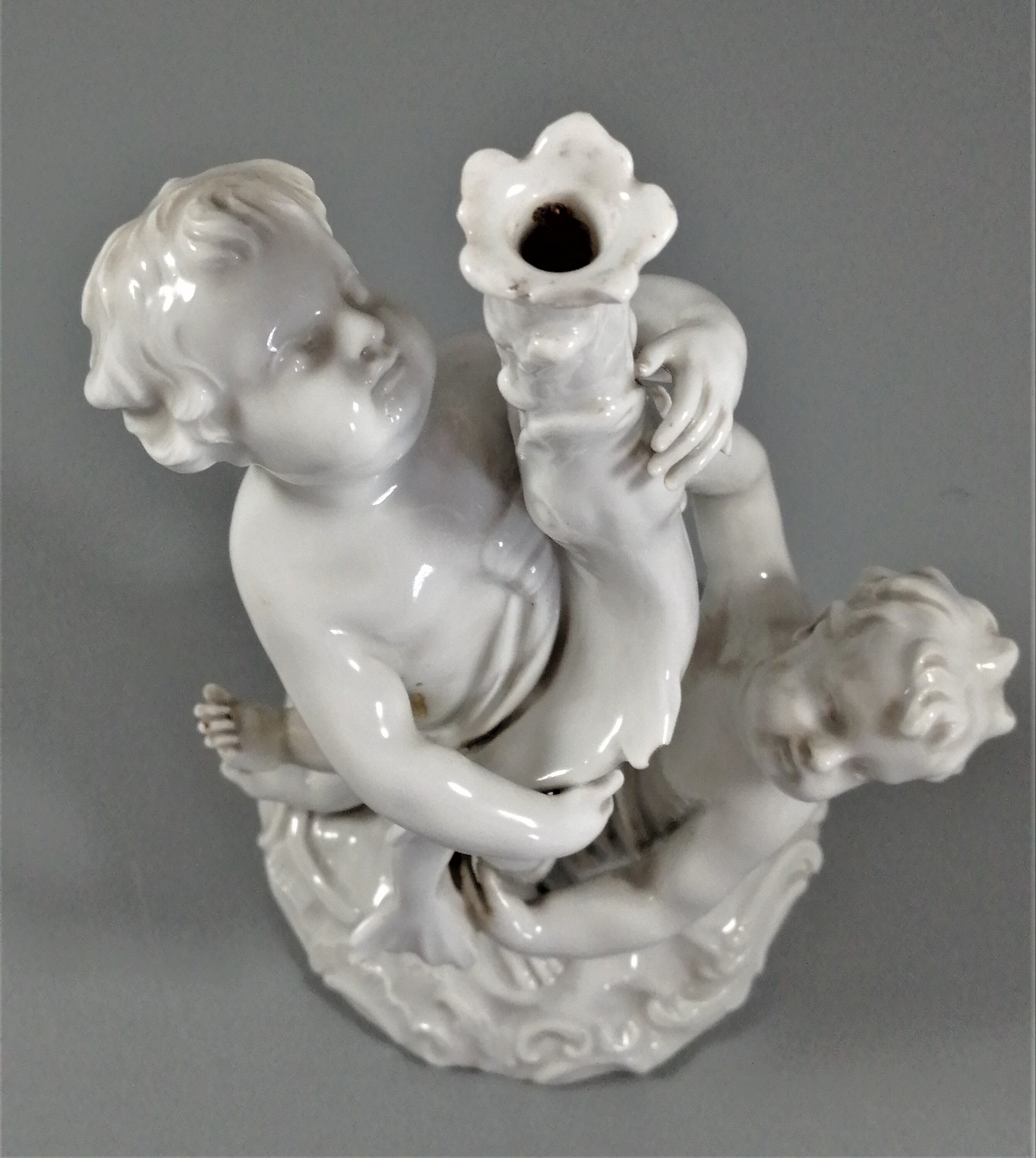 Meissen Candlestick Cherubs Dolphins Kaendler Models 1145