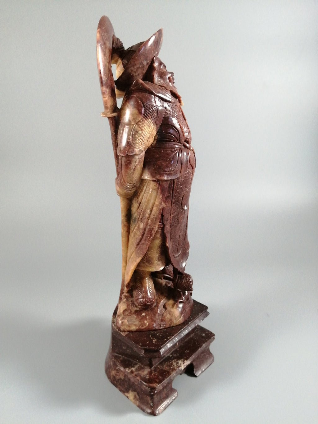 Antique natural Shoushan stone carved warrior statue