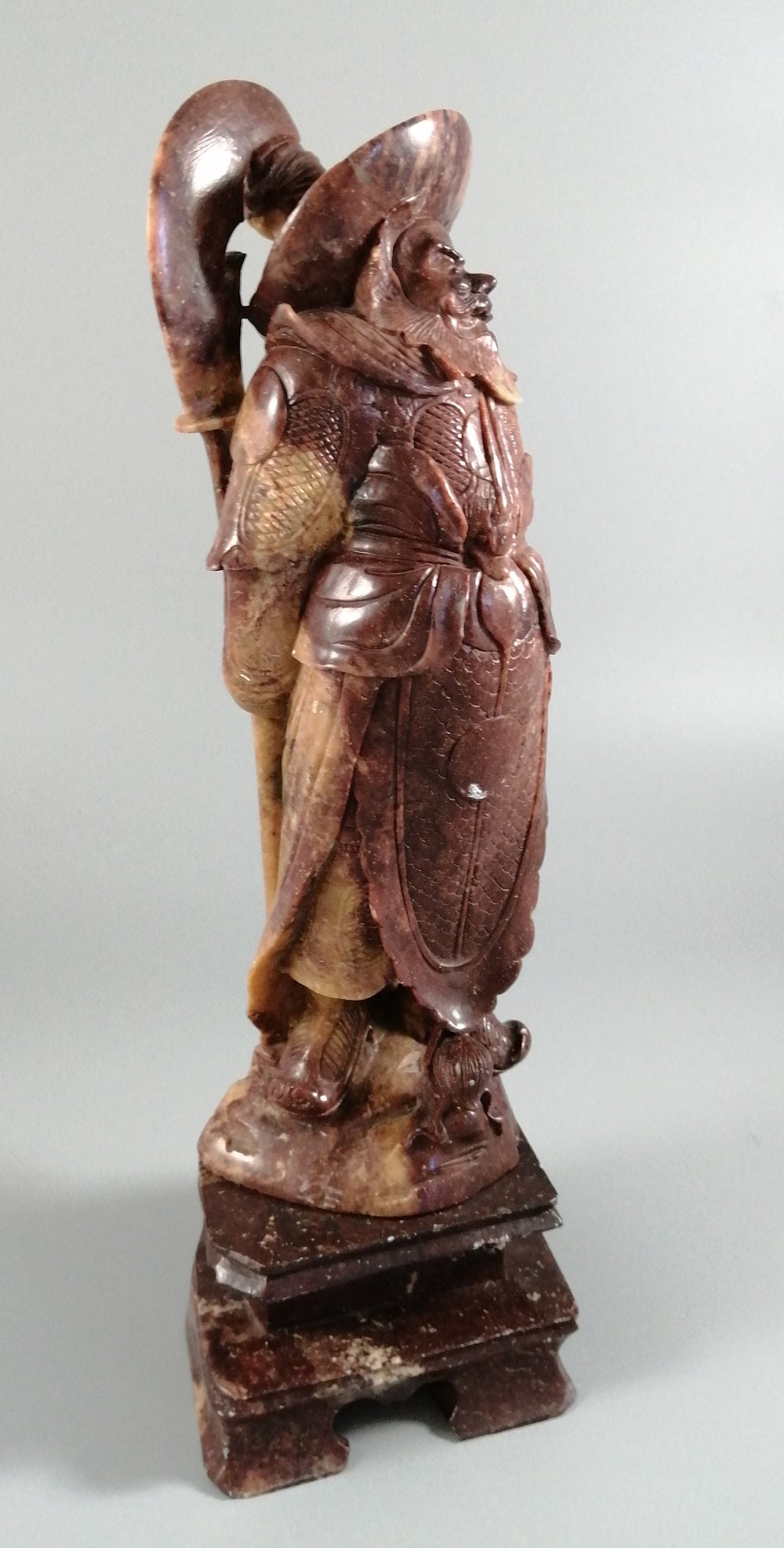 Antique natural Shoushan stone carved warrior statue
