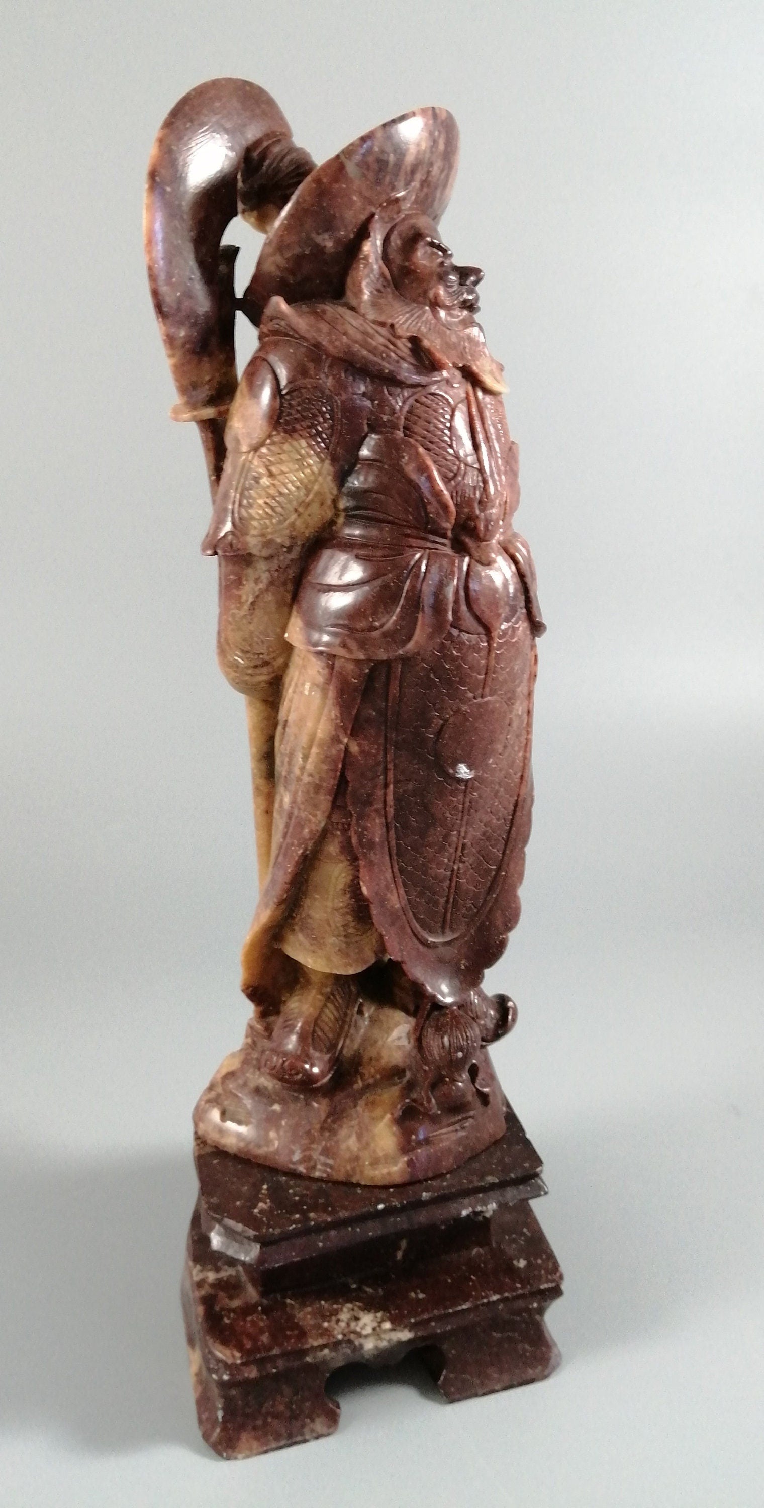 Antique natural Shoushan stone carved warrior statue