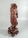 Antique natural Shoushan stone carved warrior statue