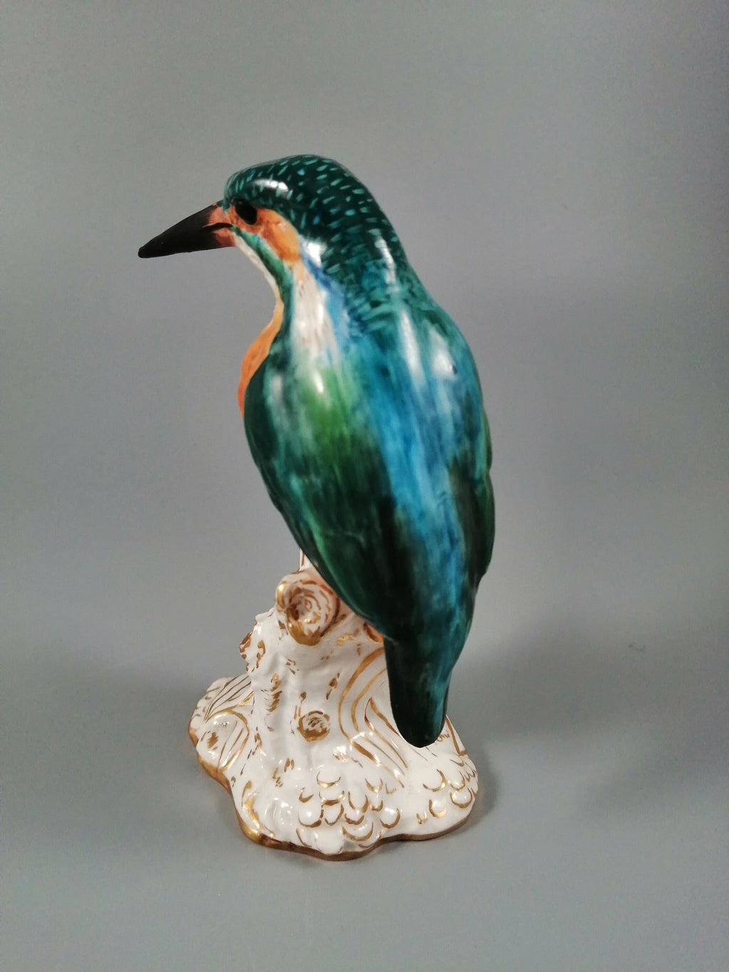 Royal Worcester Bird on Stump Kingfisher 2666, 1918