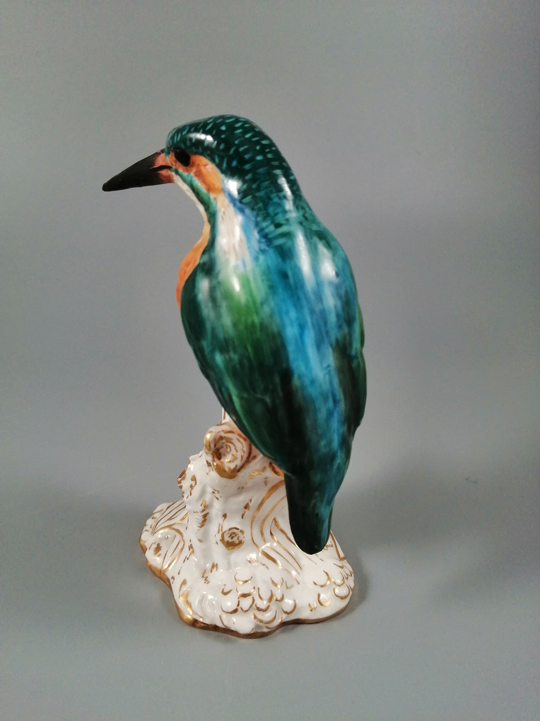 Royal Worcester Bird on Stump Kingfisher 2666, 1918