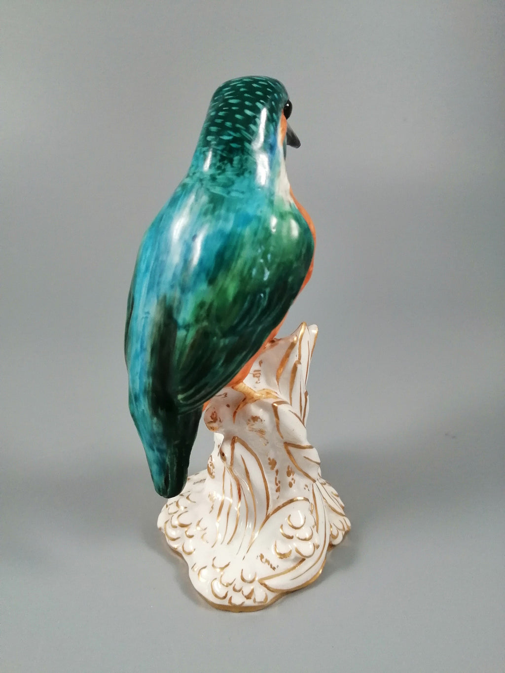 Royal Worcester Bird on Stump Kingfisher 2666, 1918