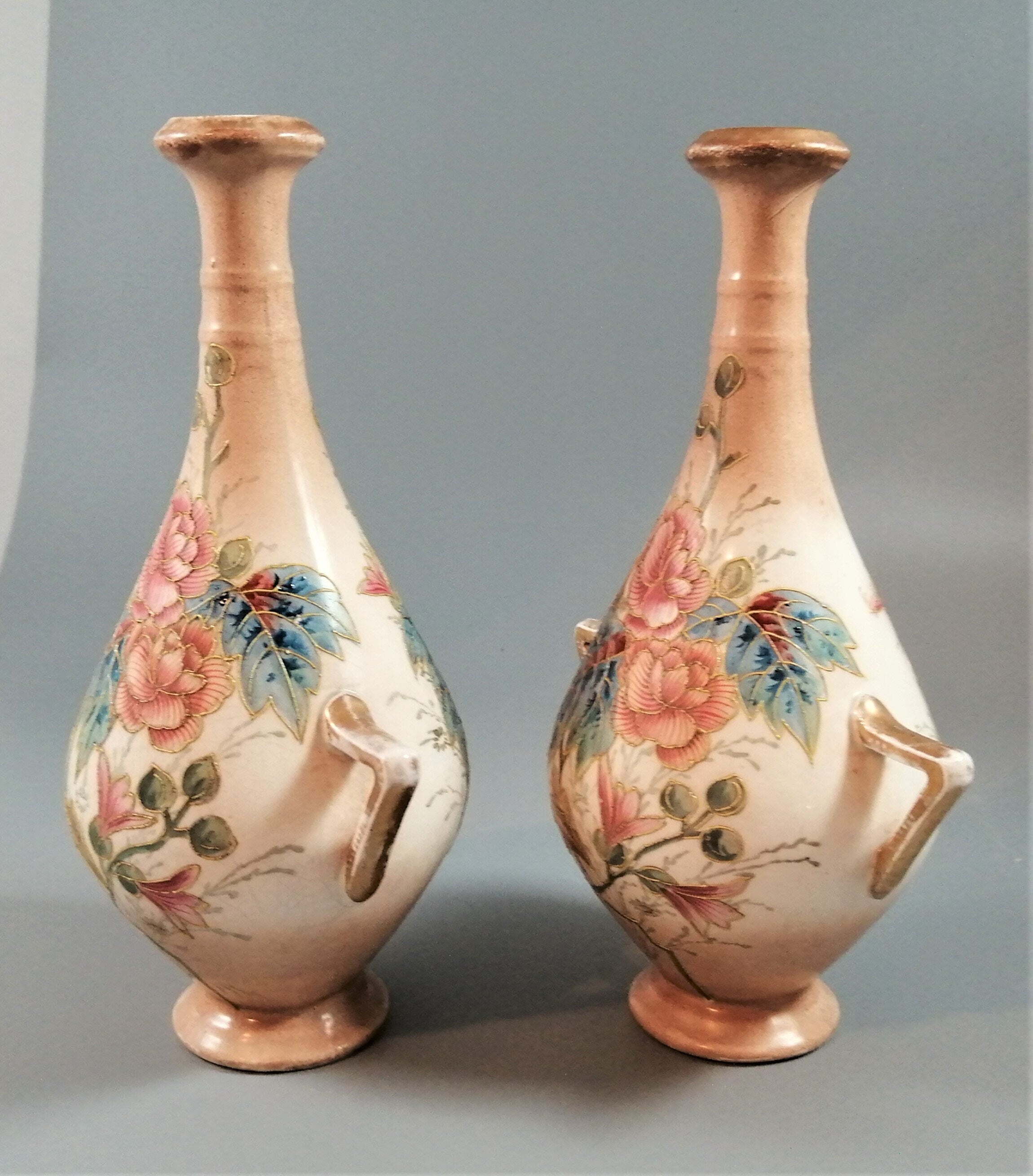 Pair of Royal Bonn Vases by Franz Anton Mehlem, c1890, signed